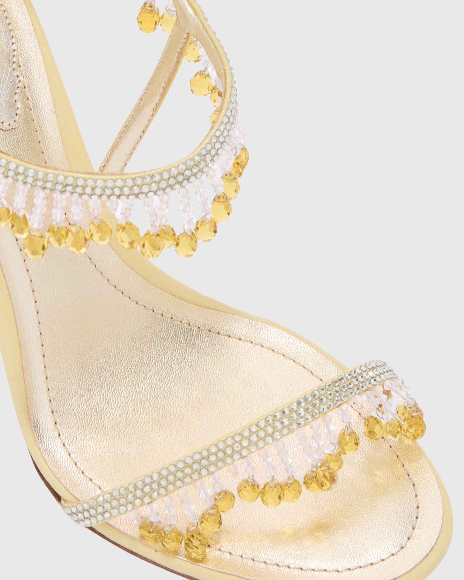 Lalka Rhinestone Fringe Strap Sandals In Gold