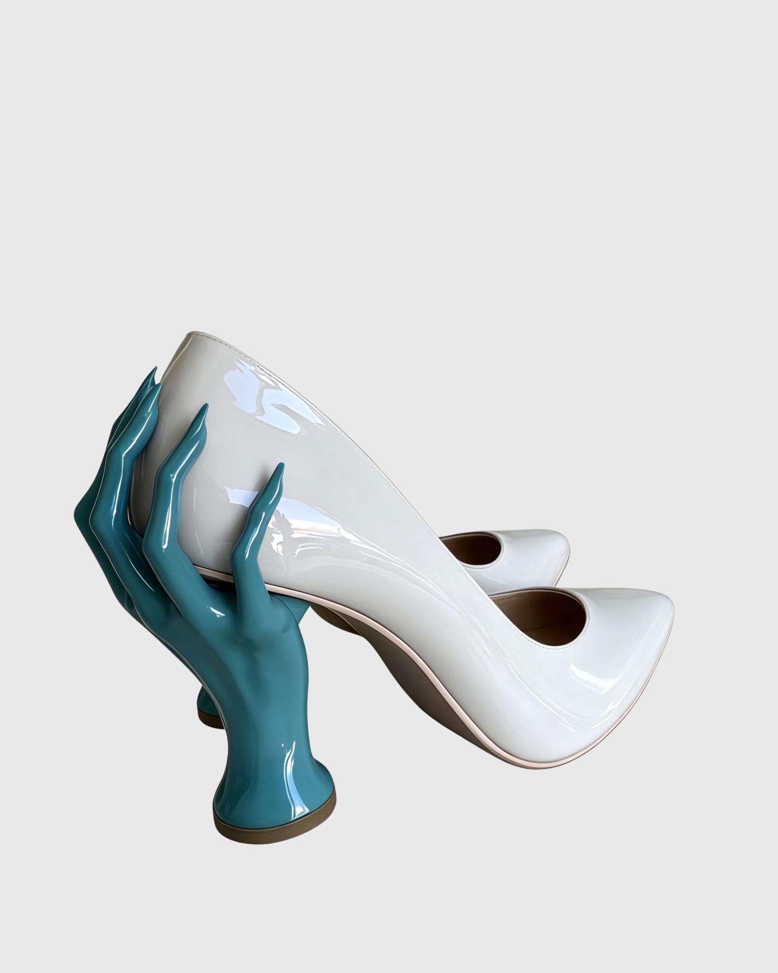 Maija Green Hand Sculpture Heels In White