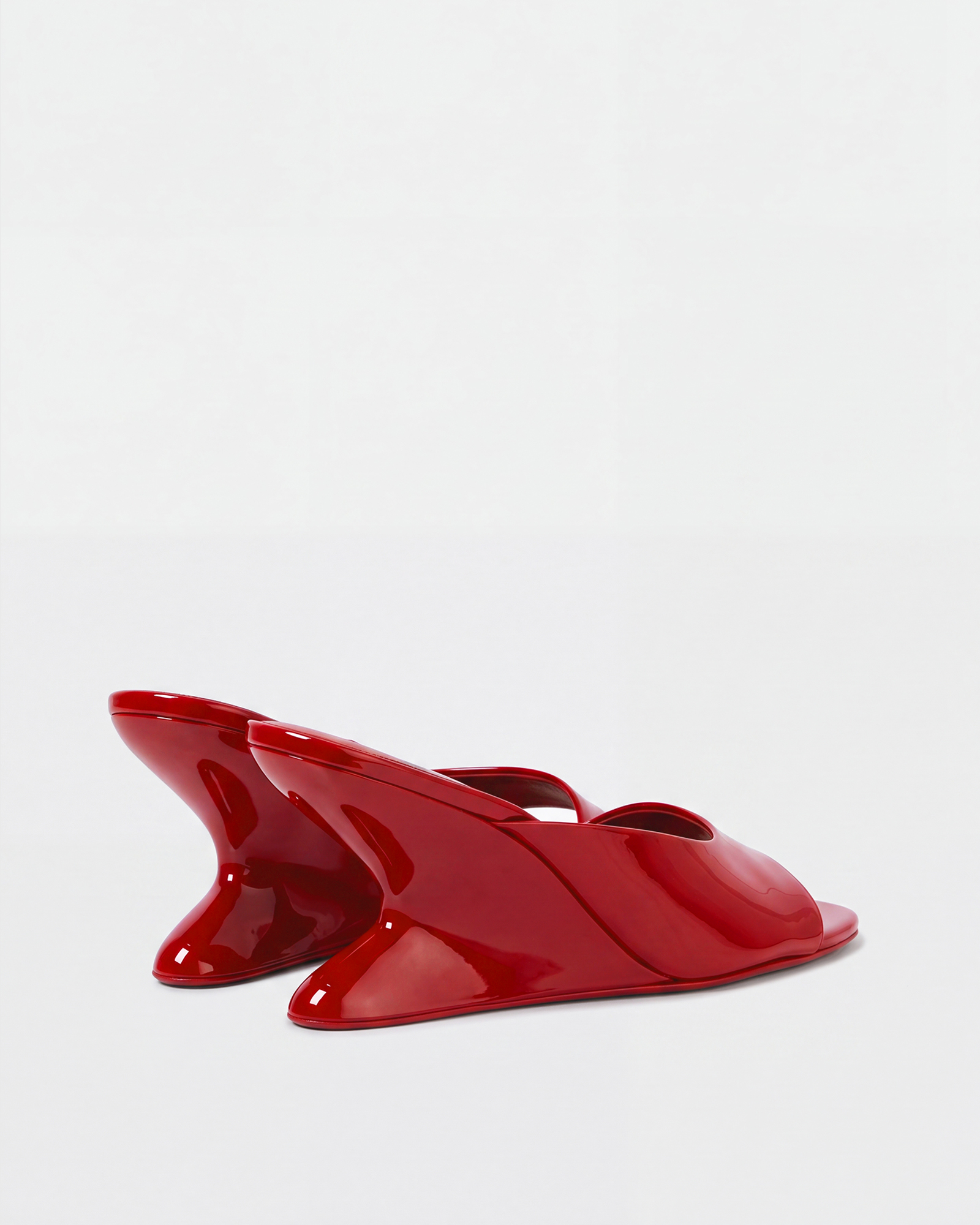 Adalgund Patent Leather Open Toe Mules In Red
