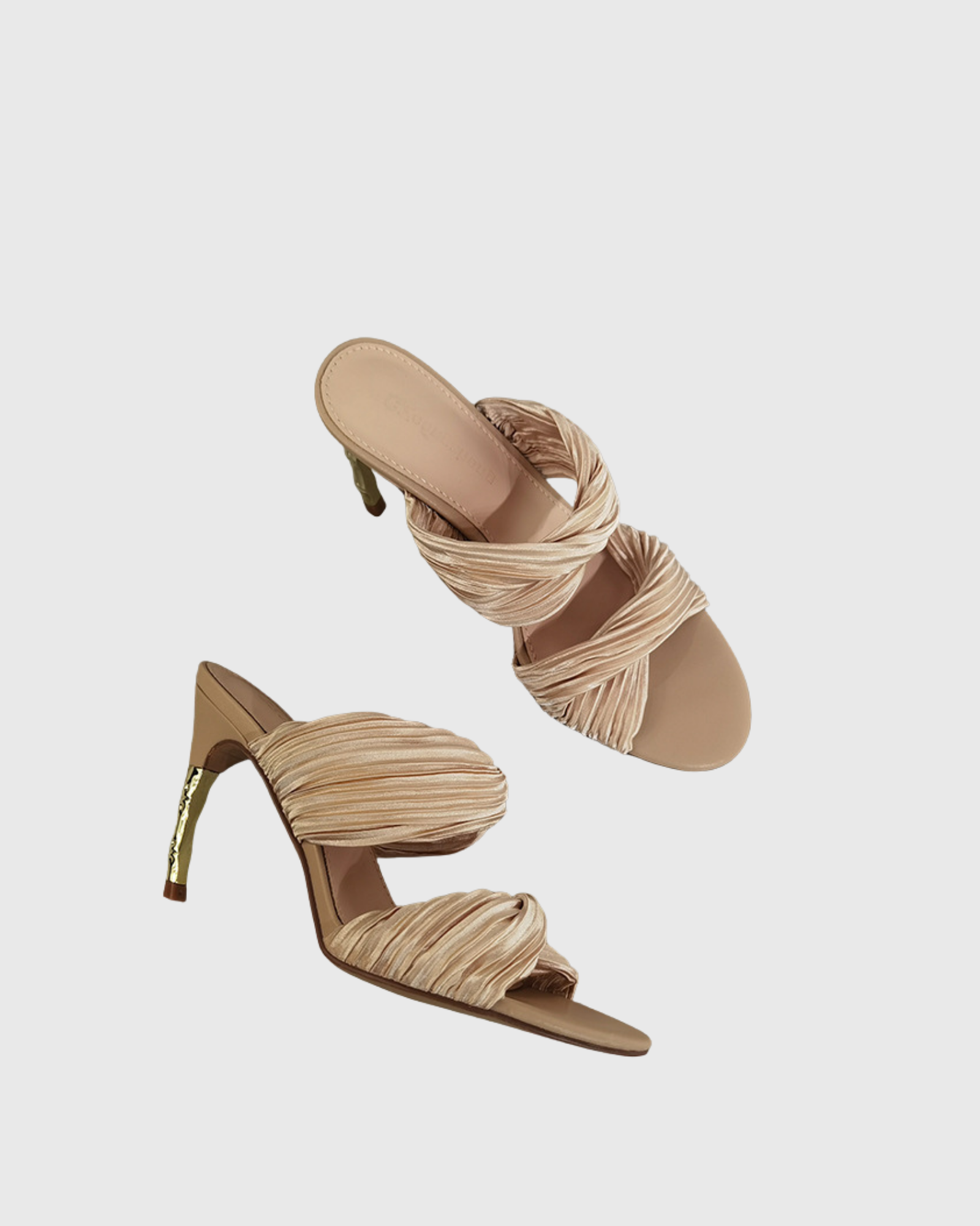 Giuseppa Ruched Stain Mules In Apricot