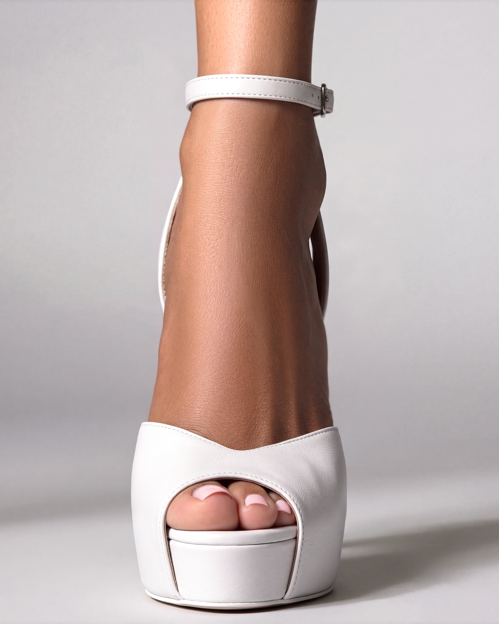 Freya Satin Platform Pumps In White