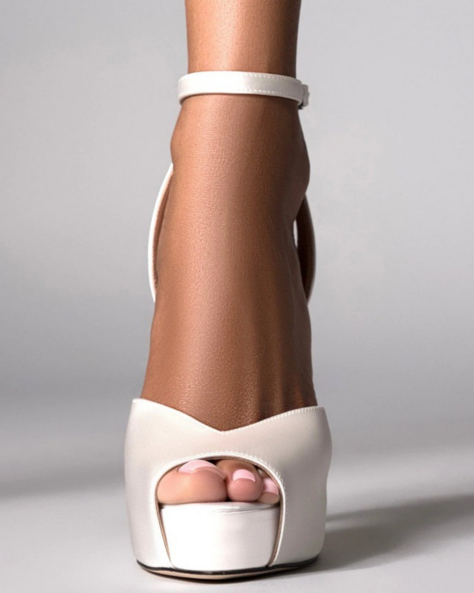 Freya Satin Platfrom Pumps In White