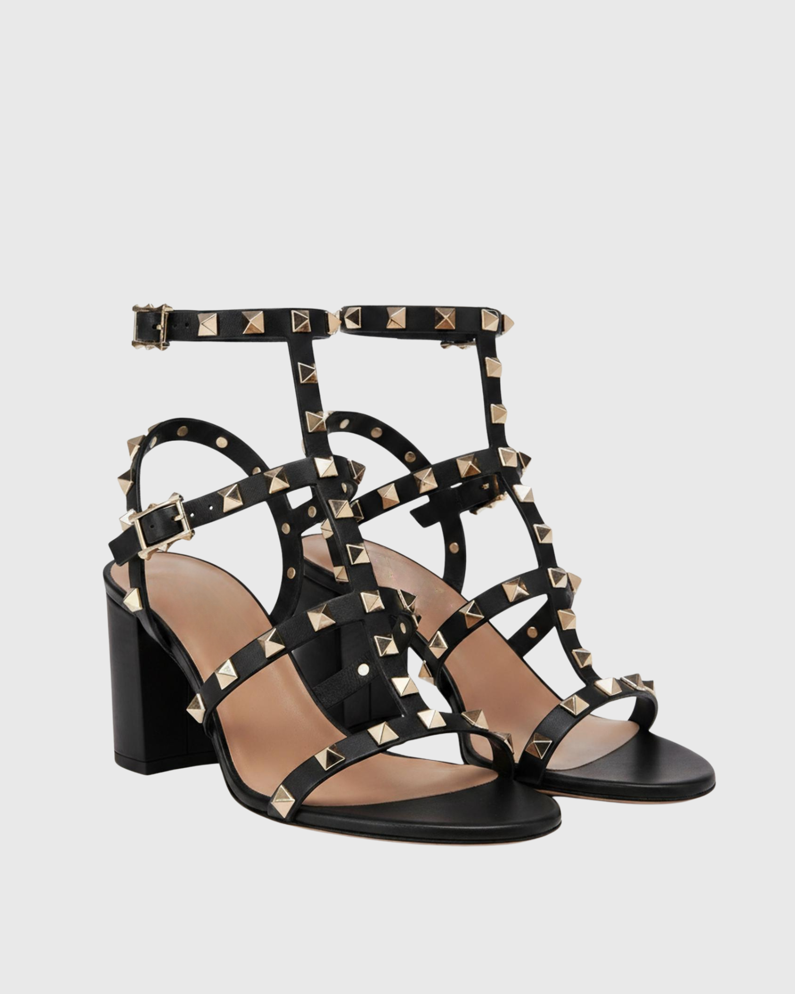 Joy Rivet Strappy Sandals In Balck