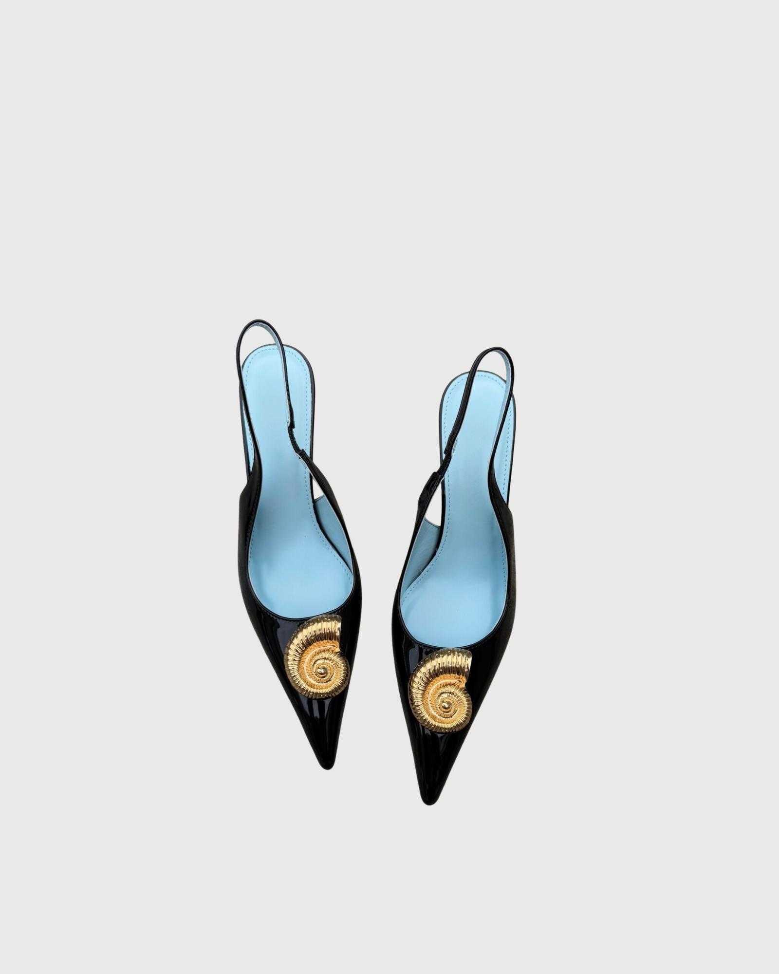 Judy Metal Conch Slingback Pumps In Black&Blue