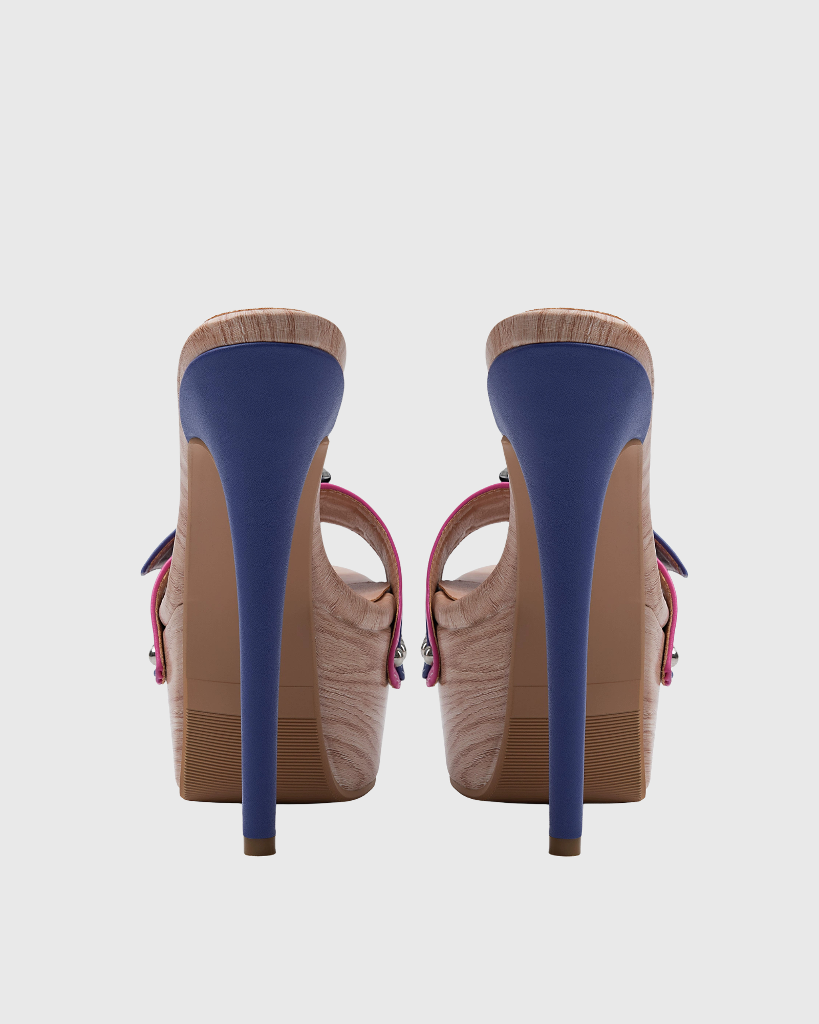 Lesley Buckle Woodgrain Platform Mules