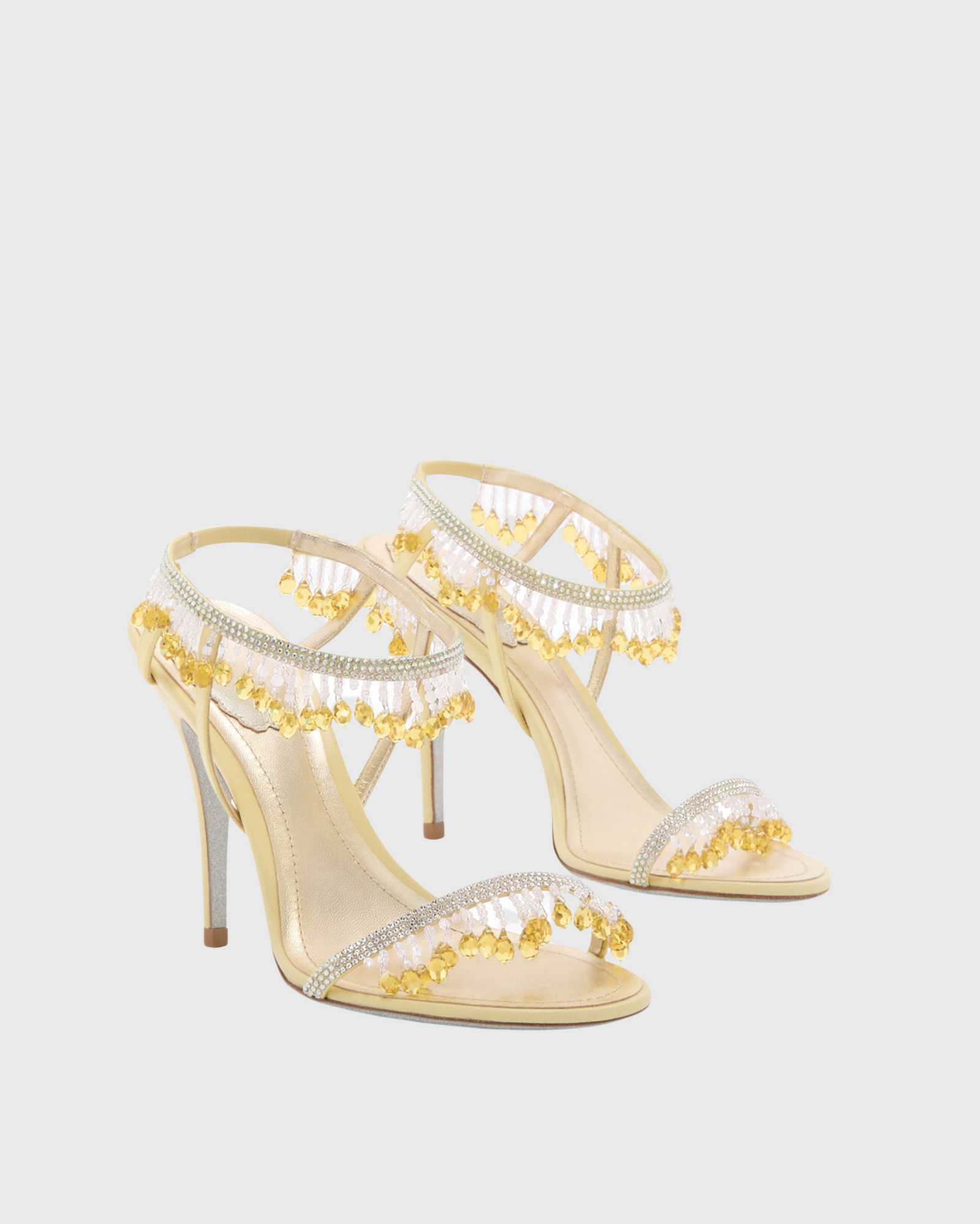 Lalka Rhinestone Fringe Strap Sandals In Gold