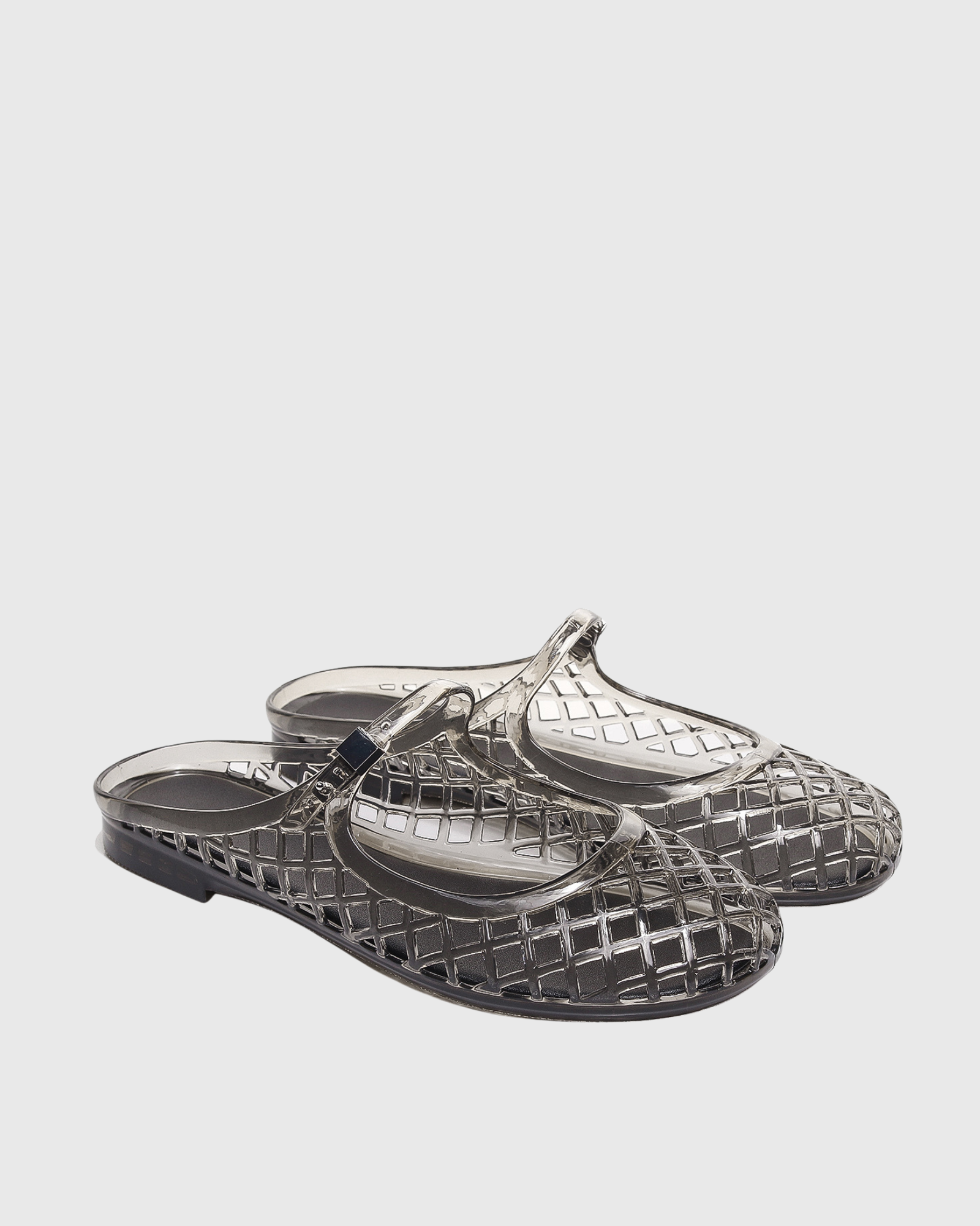 Lulu Cutout Jelly Flats In Grey