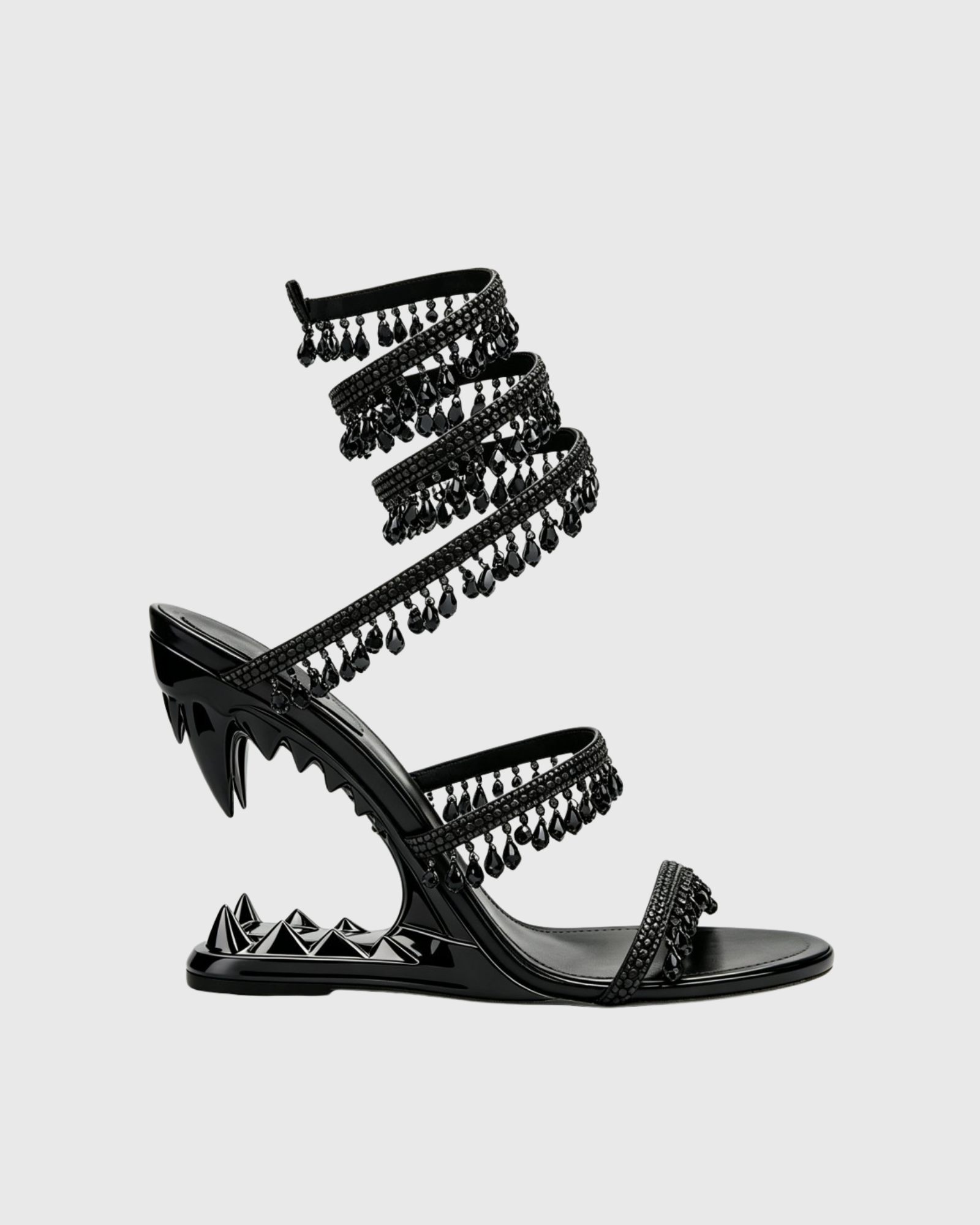 Merav Wolf Tooth Rhinestore Snake Sandals In Black