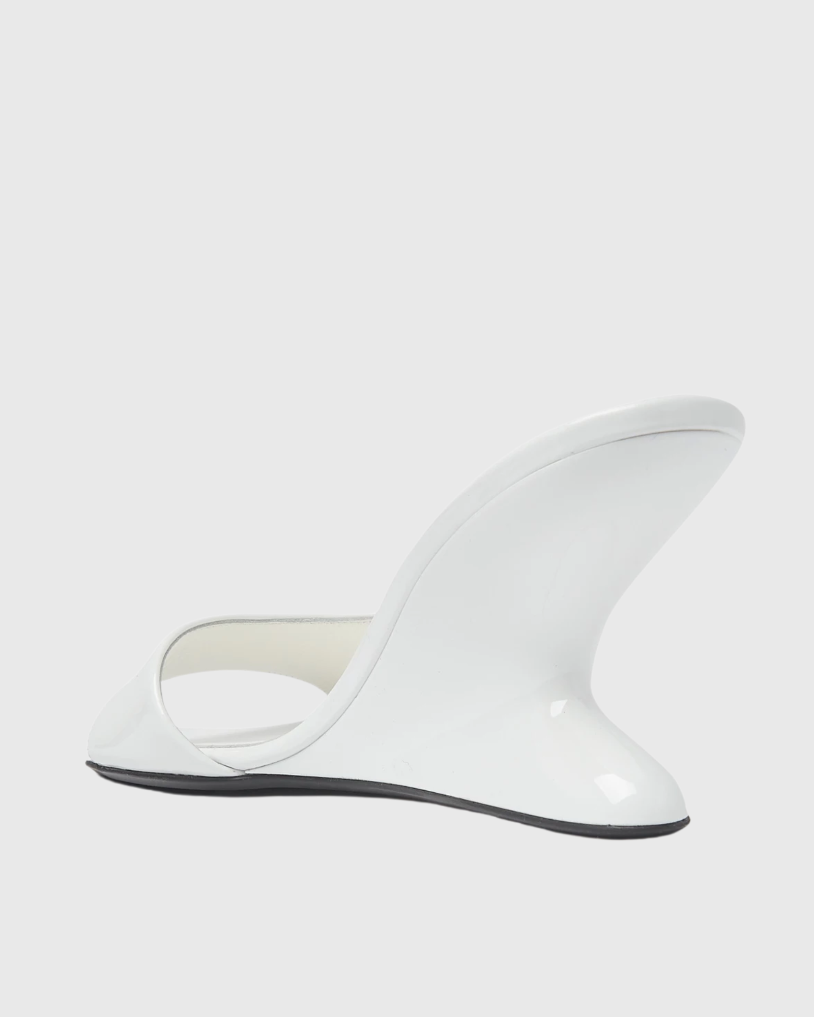 Adalgund Patent Leather Open Toe Mules In White