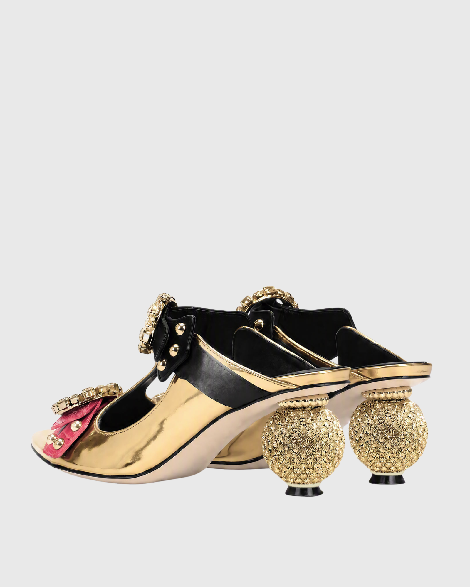Melody Buckle Mules In Gold