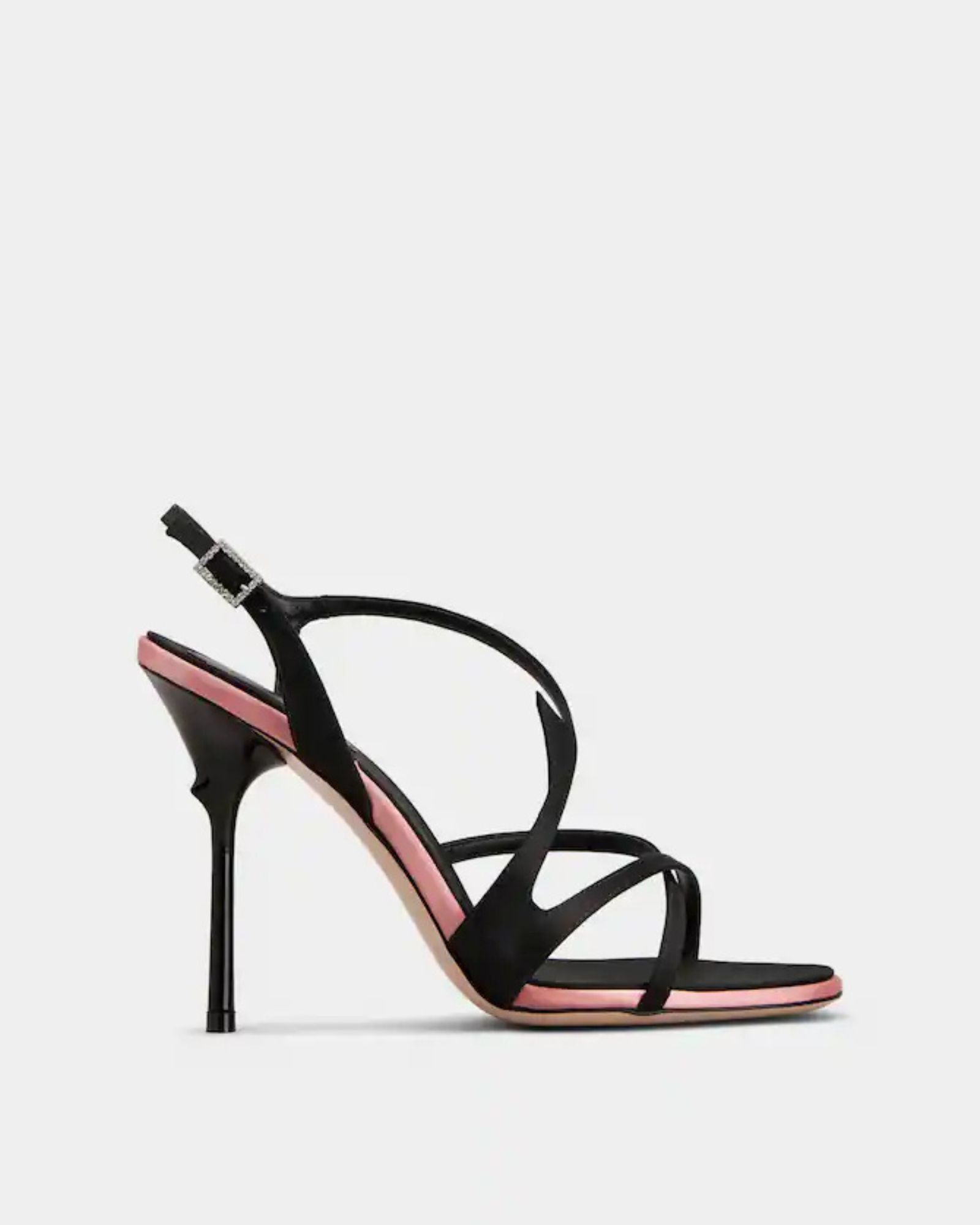 Isha Cross Strap Sandals In Black&Pink