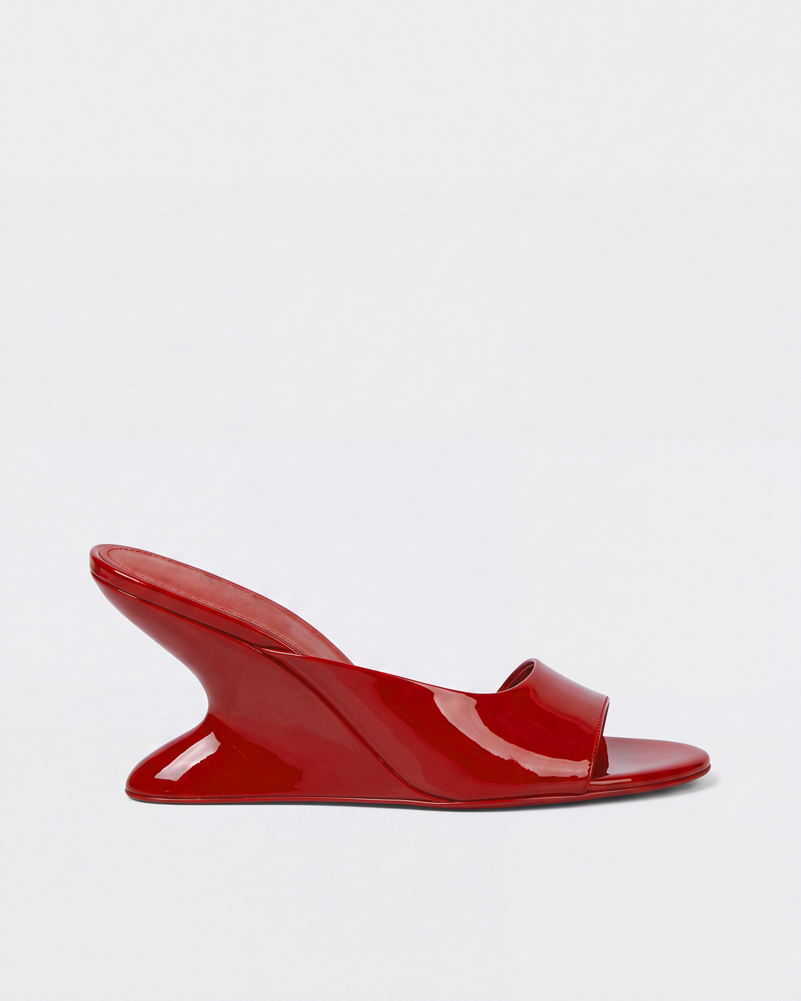 Adalgund Patent Leather Open Toe Mules In Red