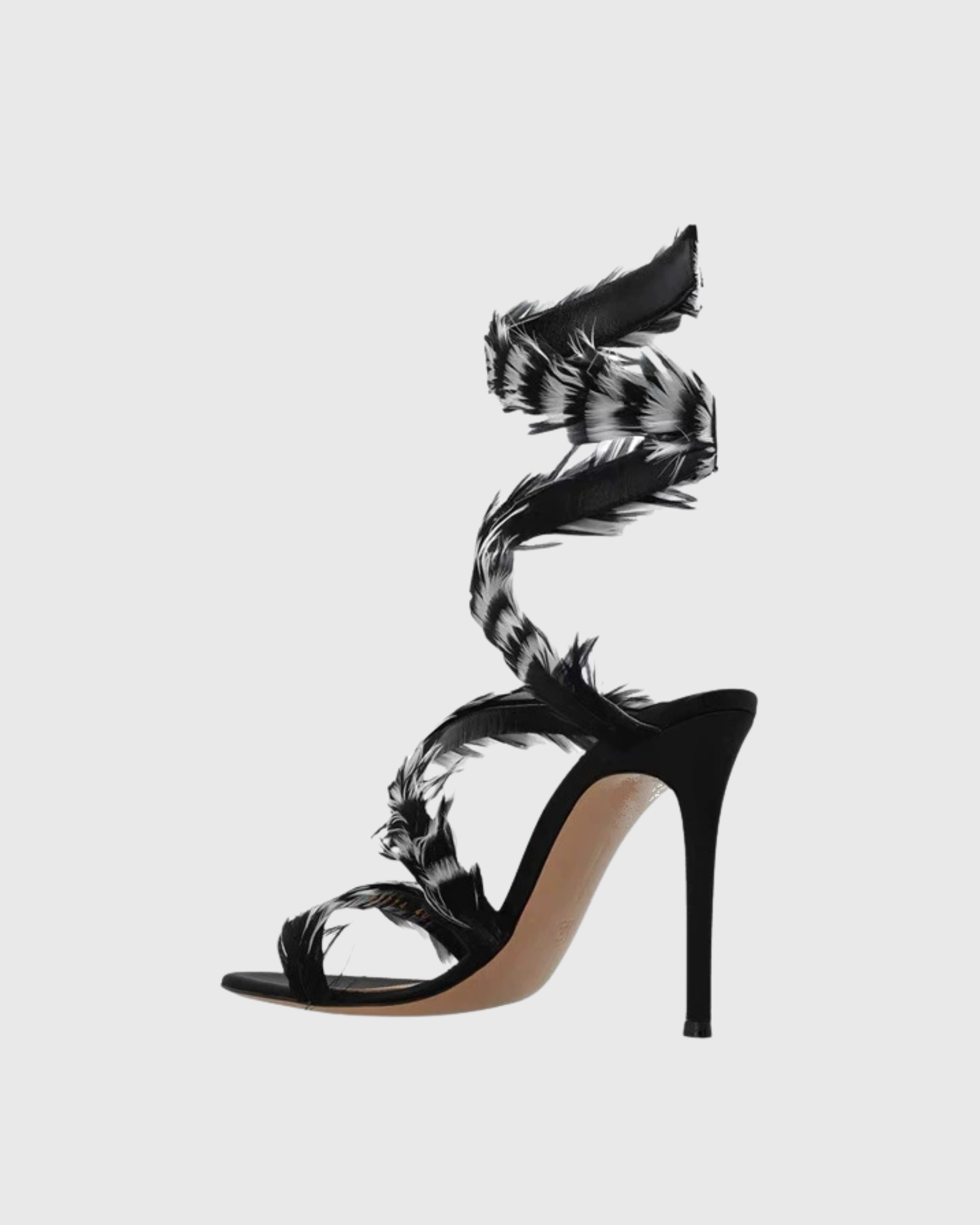 Najwa Feather Trim Sanke Sandals