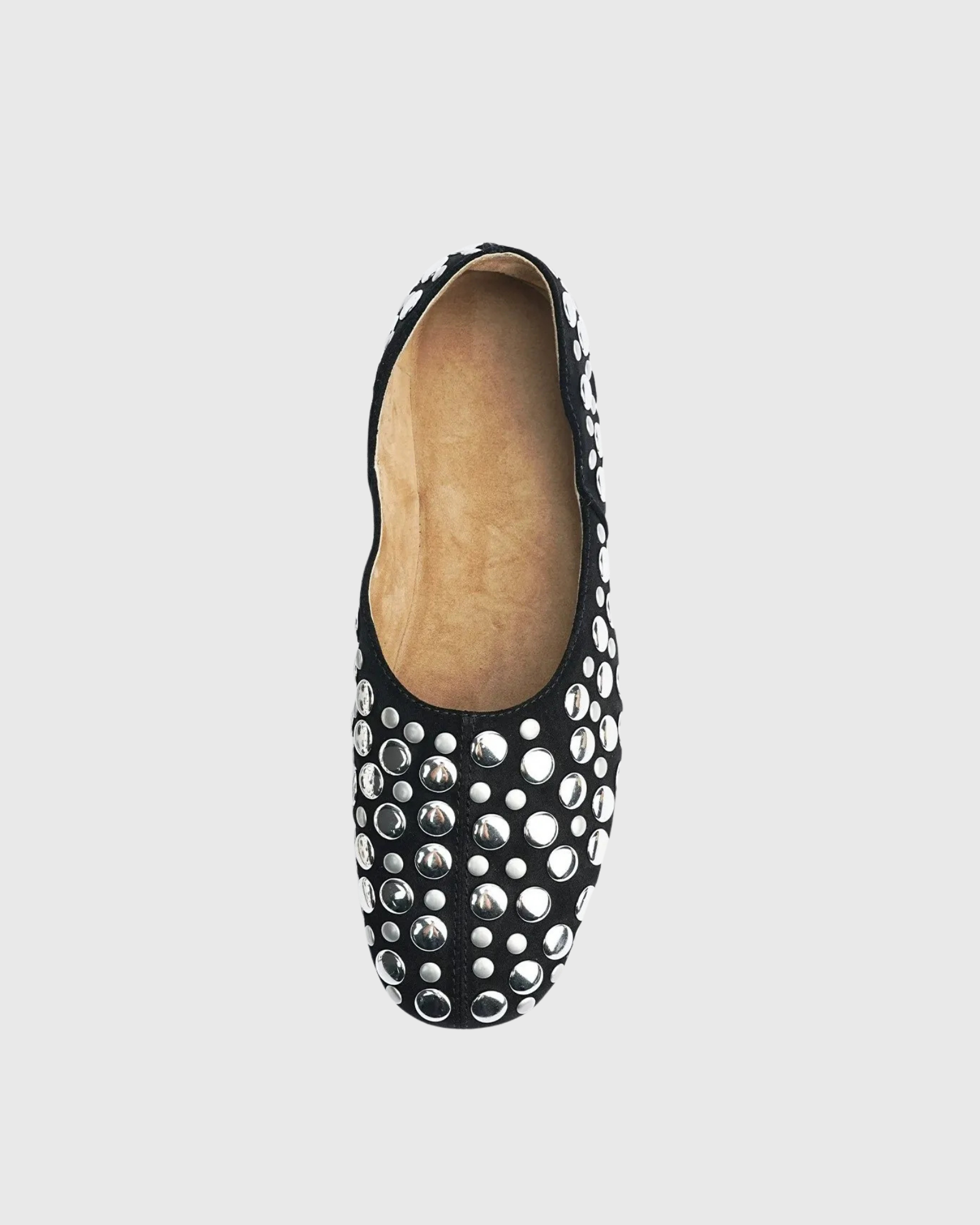 Pacino Rivet Leather Ballet Flats In Black