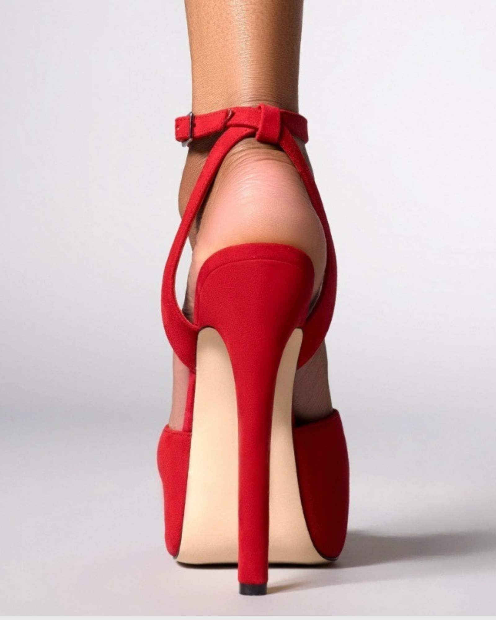 Freya Faux Suede Platfrom Pumps In Red