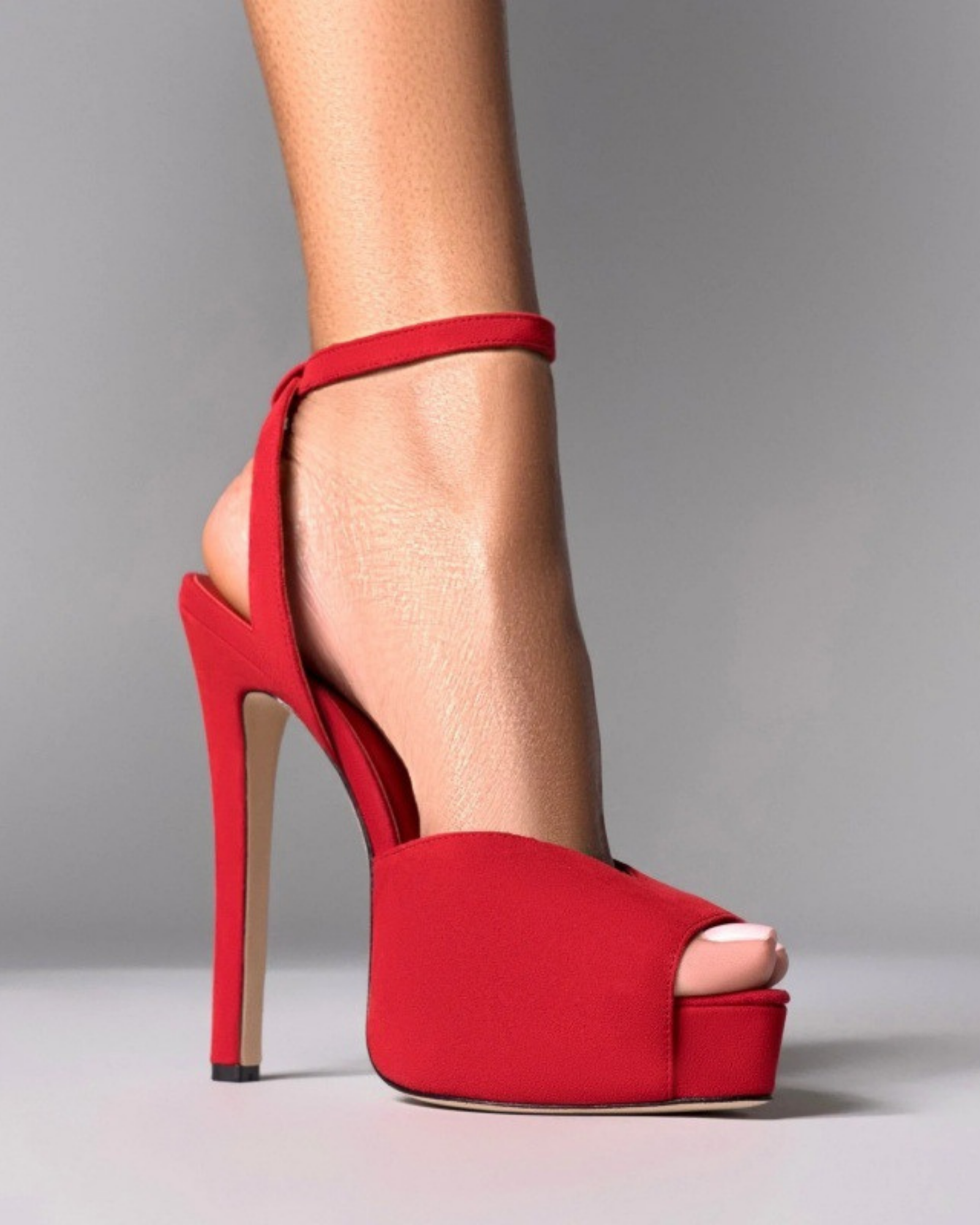 Freya Faux Suede Platfrom Pumps In Red