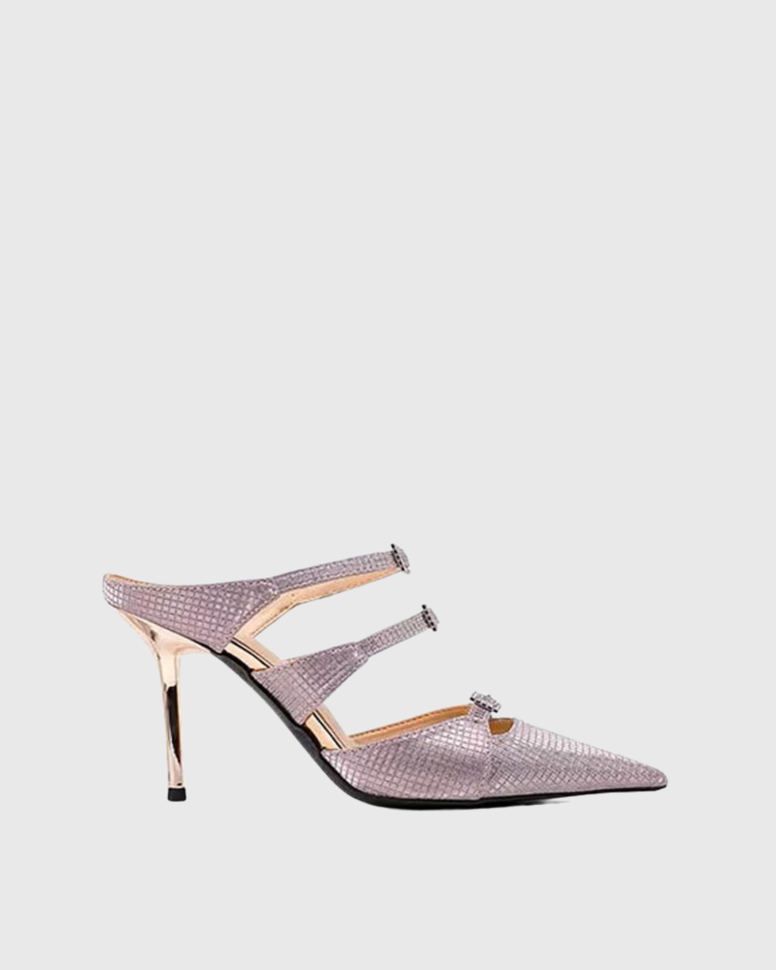 Iisa Sparkle Embossed Double Strap Mules