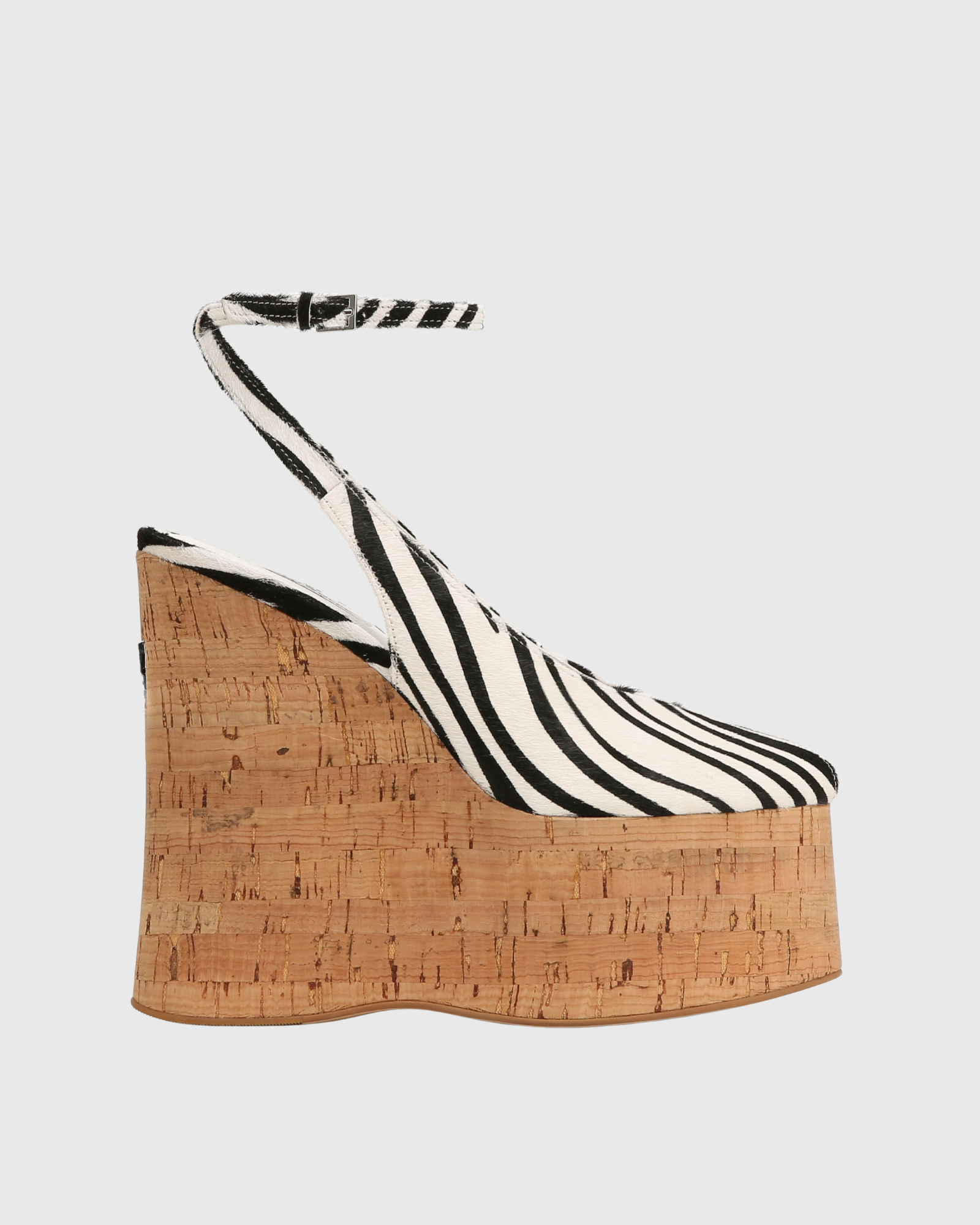 Isaura Zebra Print Cork Platform Wedge Heels