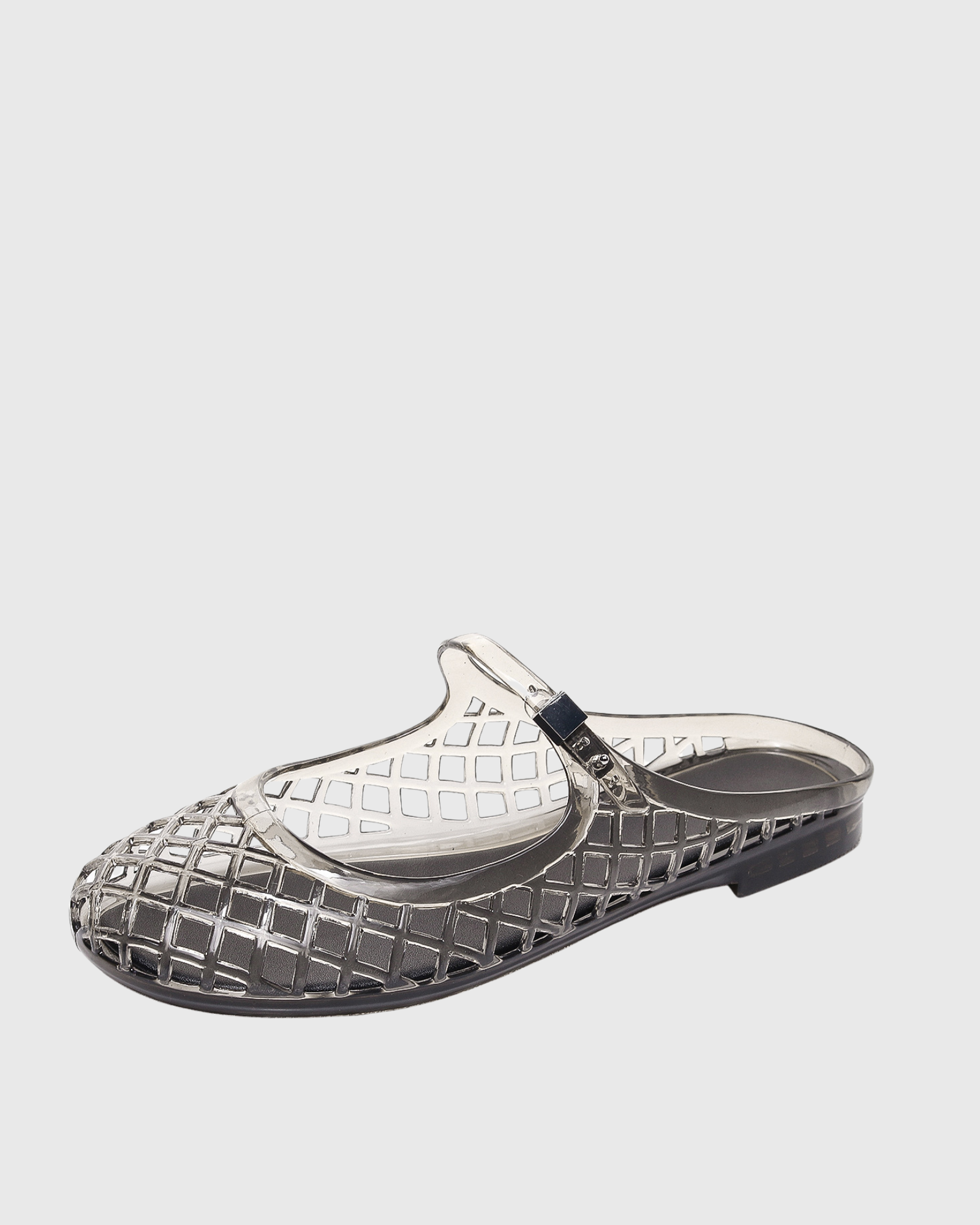 Lulu Cutout Jelly Flats In Grey