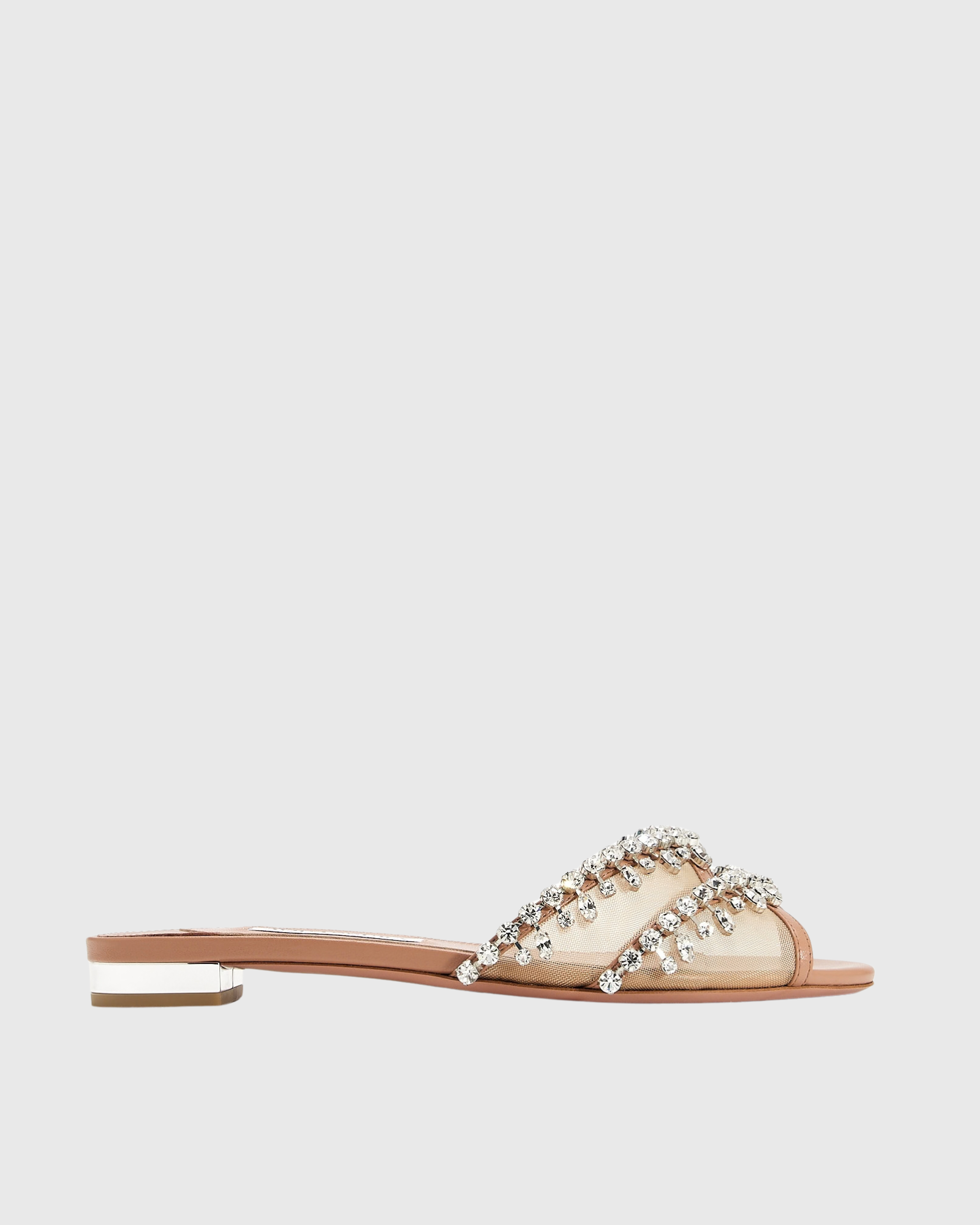 Mzia Rhinestone Mesh Mules In Beige