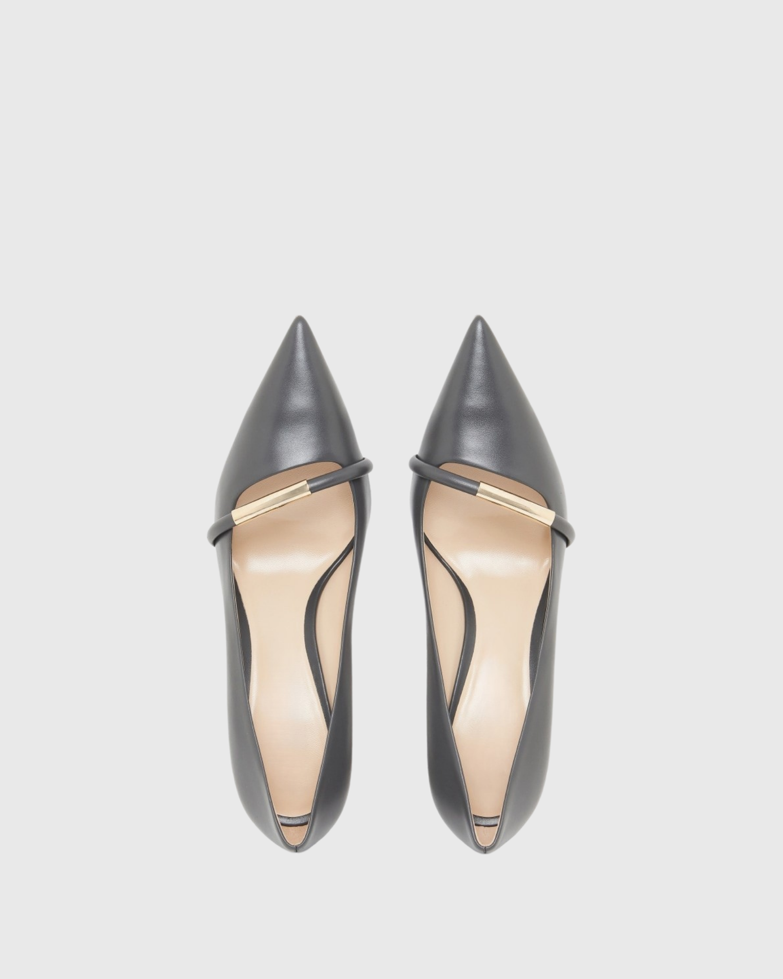 Ferhat Leather Buckle Pumps In Grey