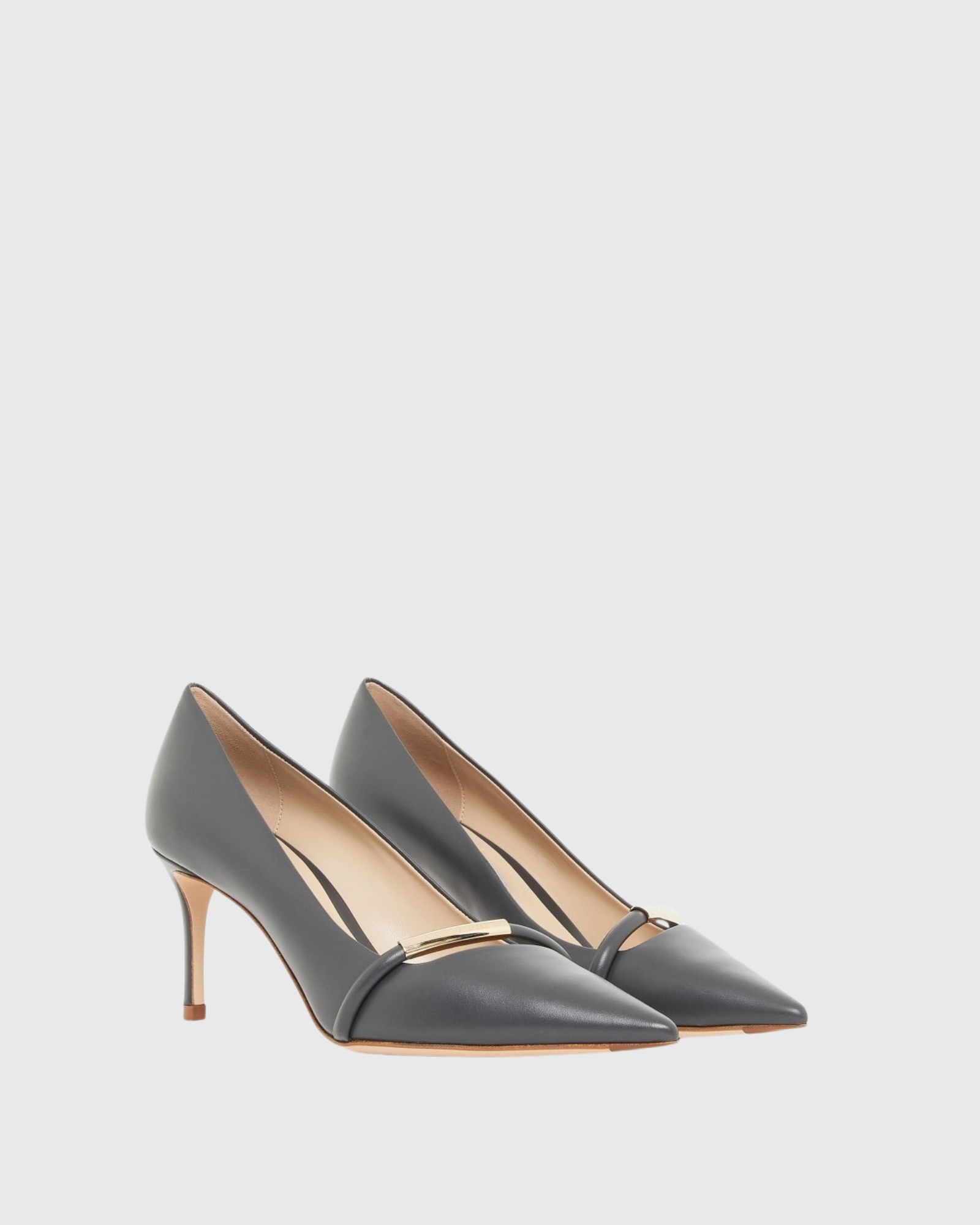 Ferhat Leather Buckle Pumps In Grey