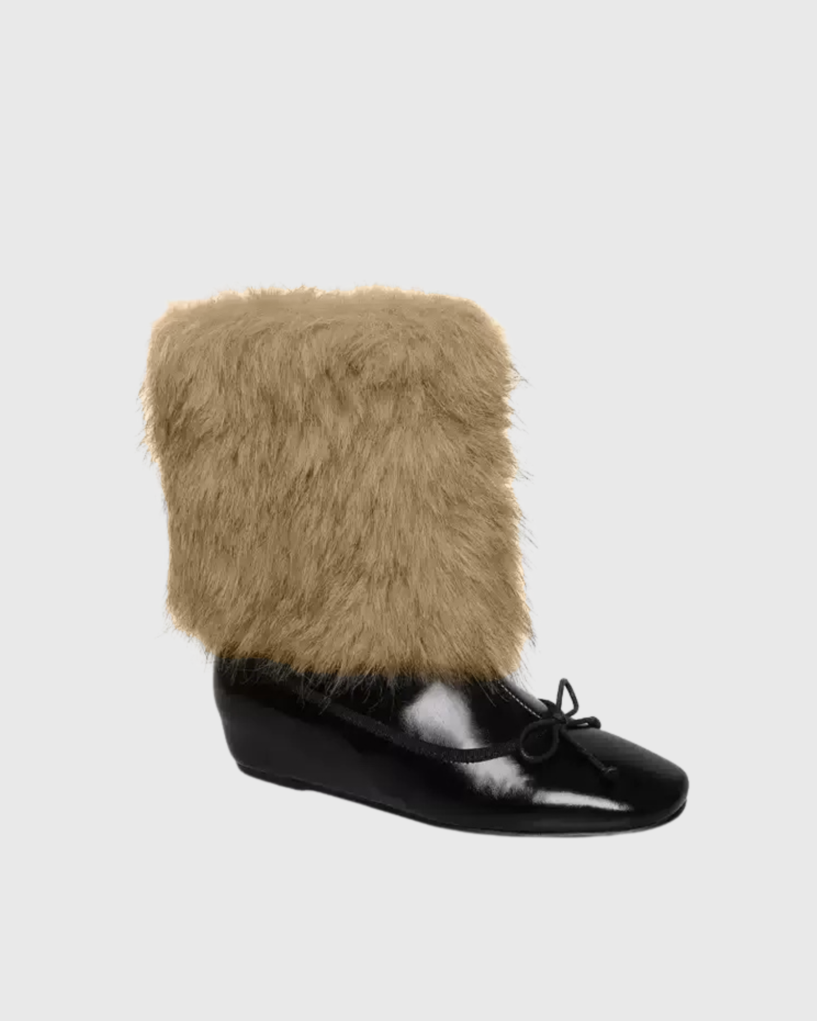 Pacay Bow Faux Fur Ankle Boots In Black