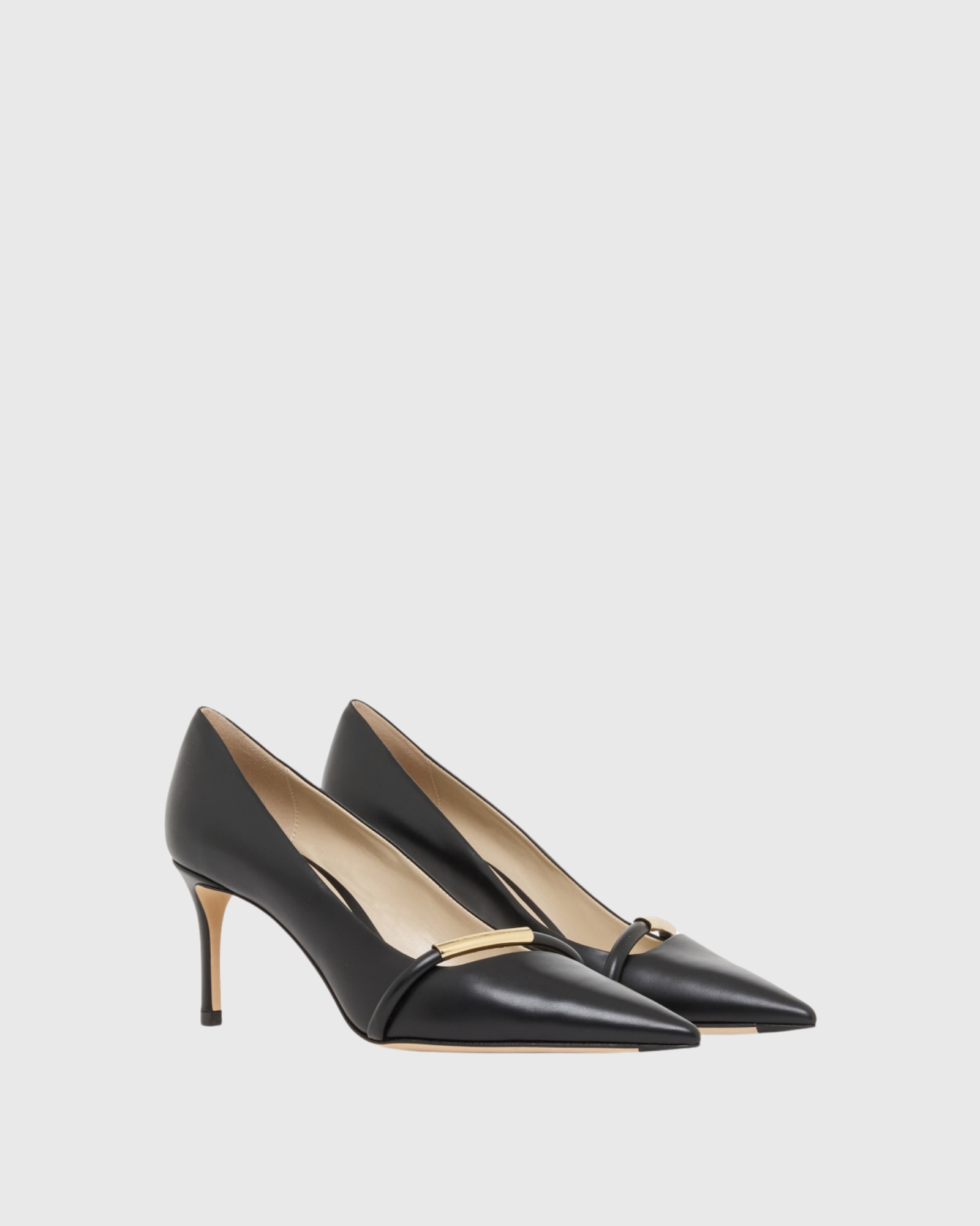 Ferhat Leather Buckle Pumps In Black