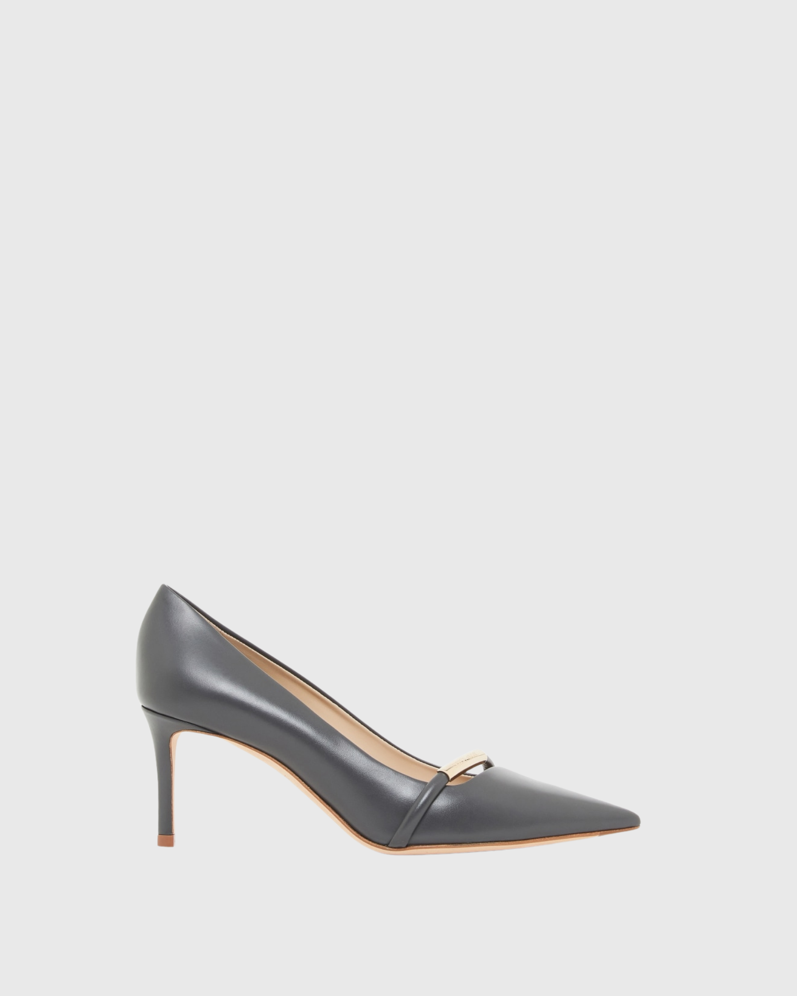 Ferhat Leather Buckle Pumps In Grey