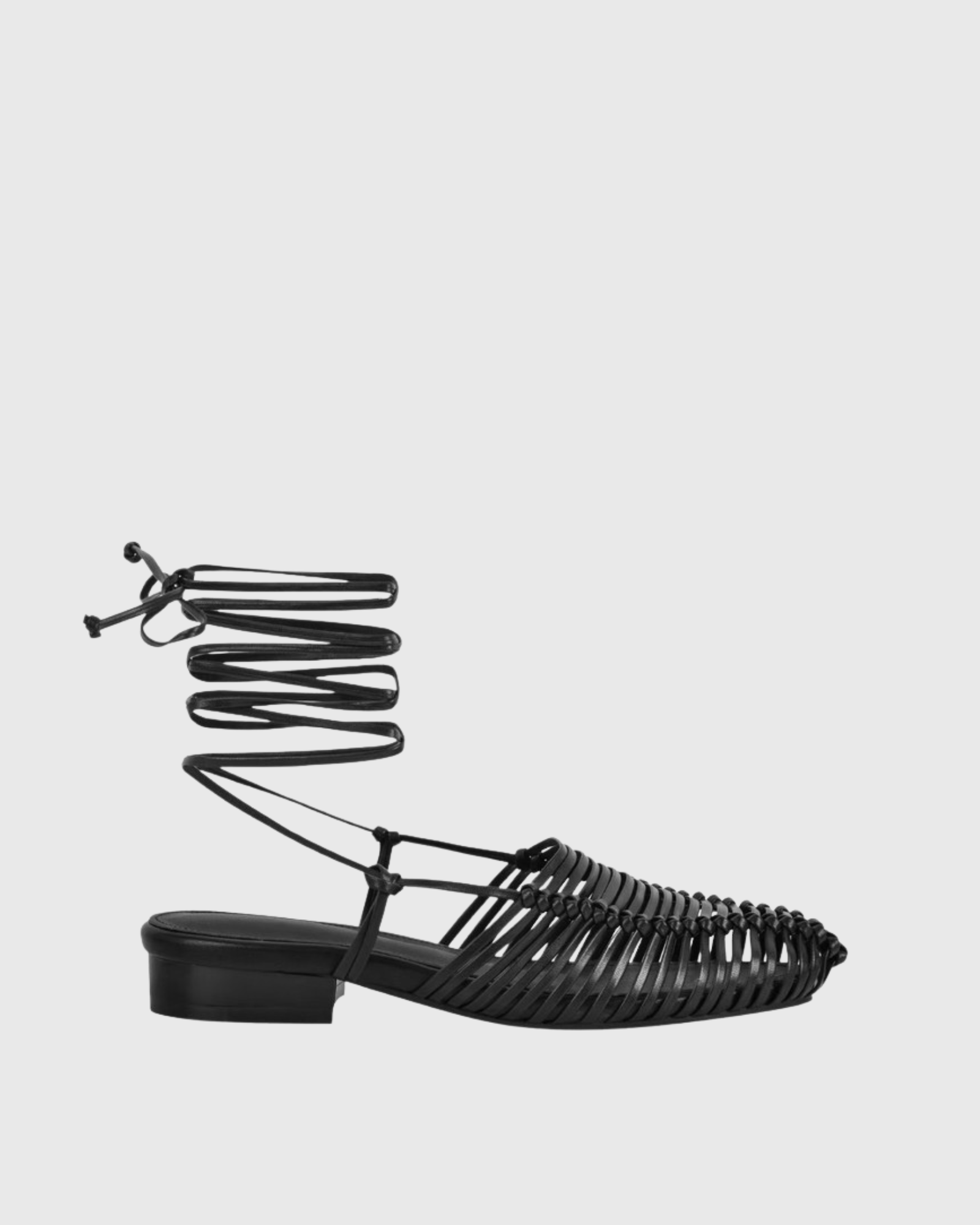  Isidra Woven Lace Up Sandals In Black