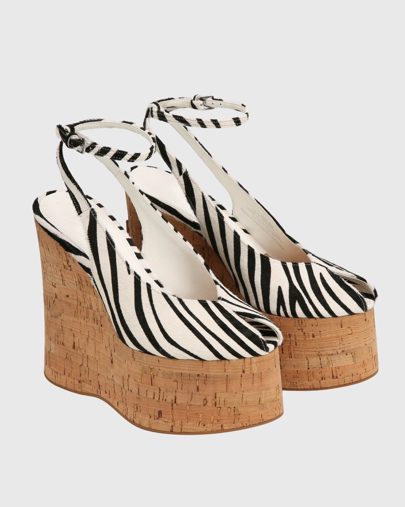 Isaura Zebra Print Cork Platform Wedge Heels