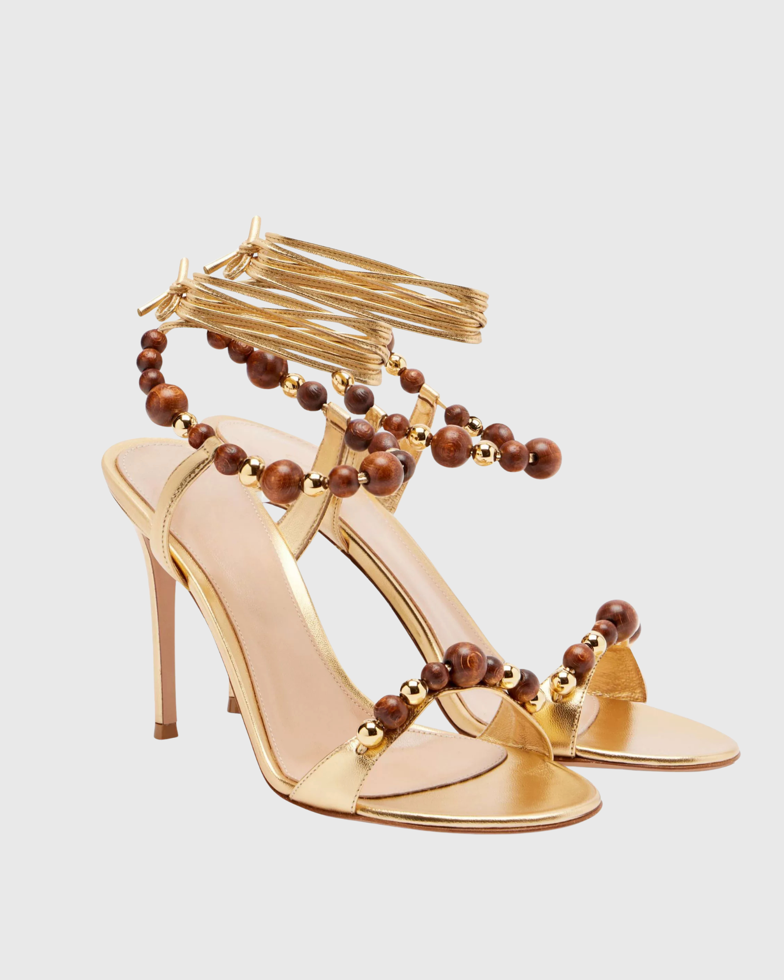 Juri Bead Strap Sandals In Gold