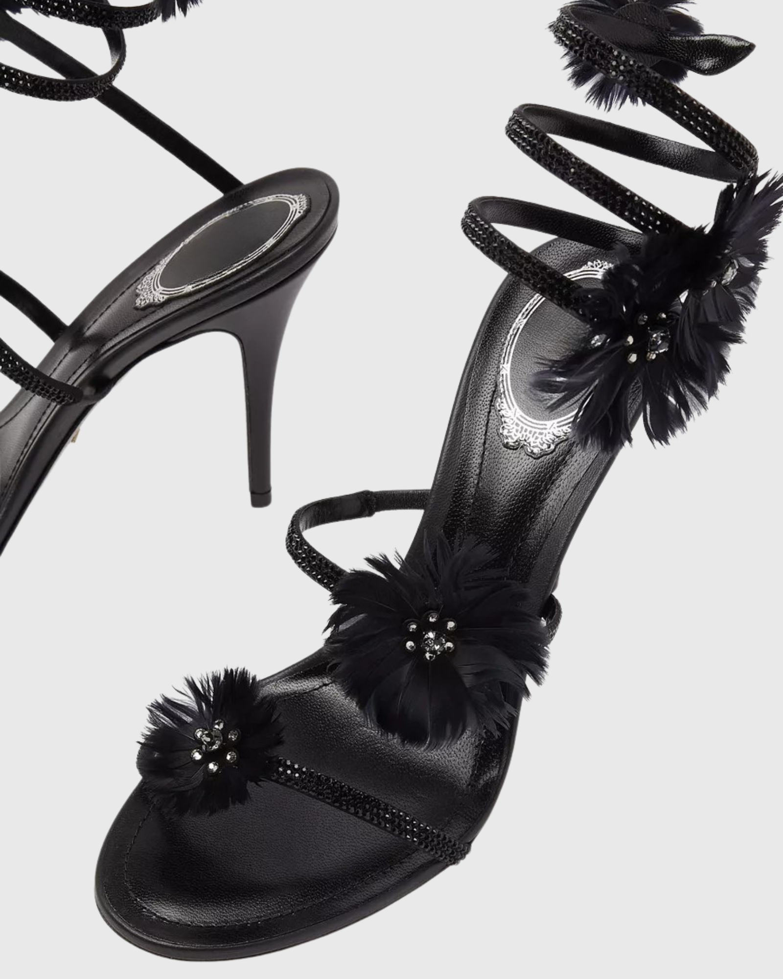 Leela Flower Snake Sandals In Black