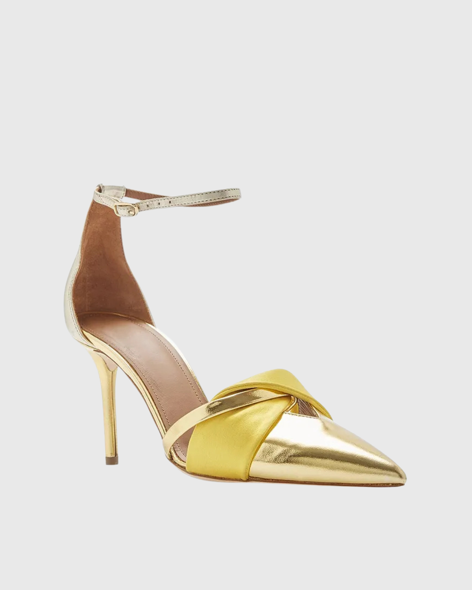 Logan Metallic Ankle Strap Pumps In Gold