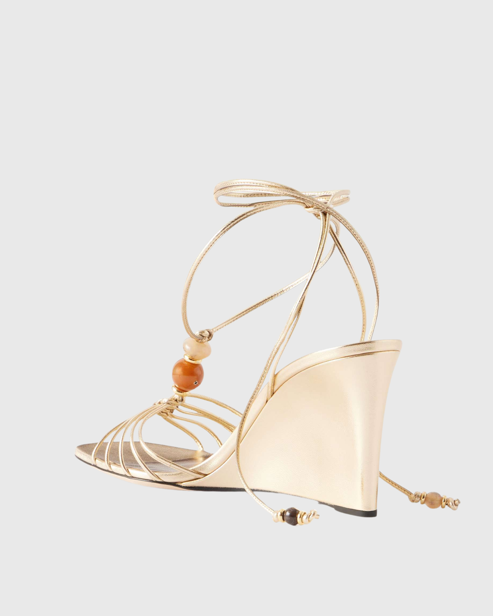 Liora Bead Wedge Sandals In Gold
