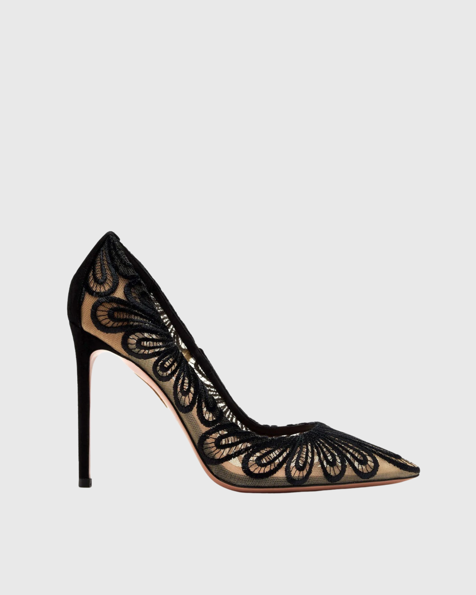 Mared Floral Lace Pumps In Black