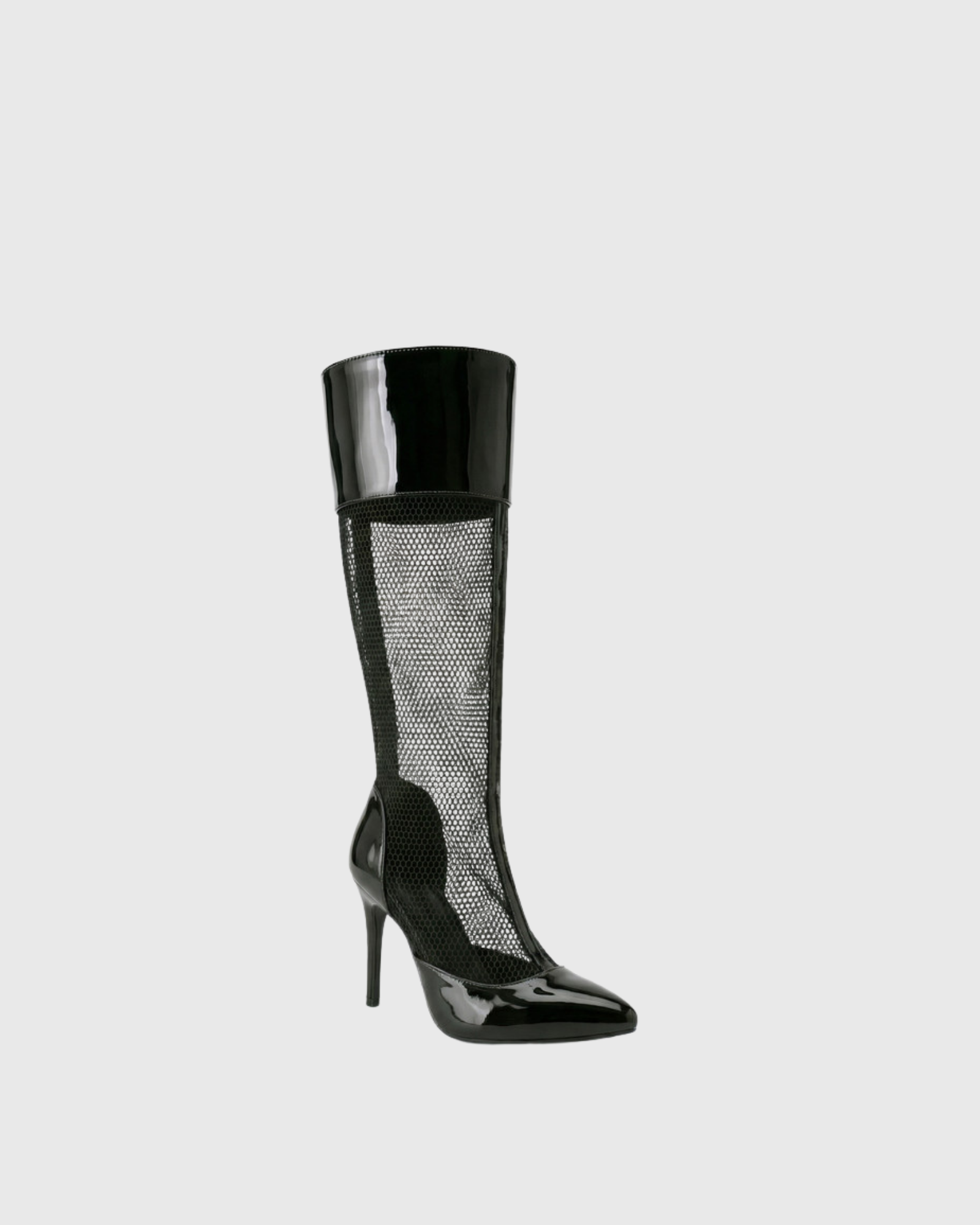 Cloe Fishnet Knee High Boots In Black