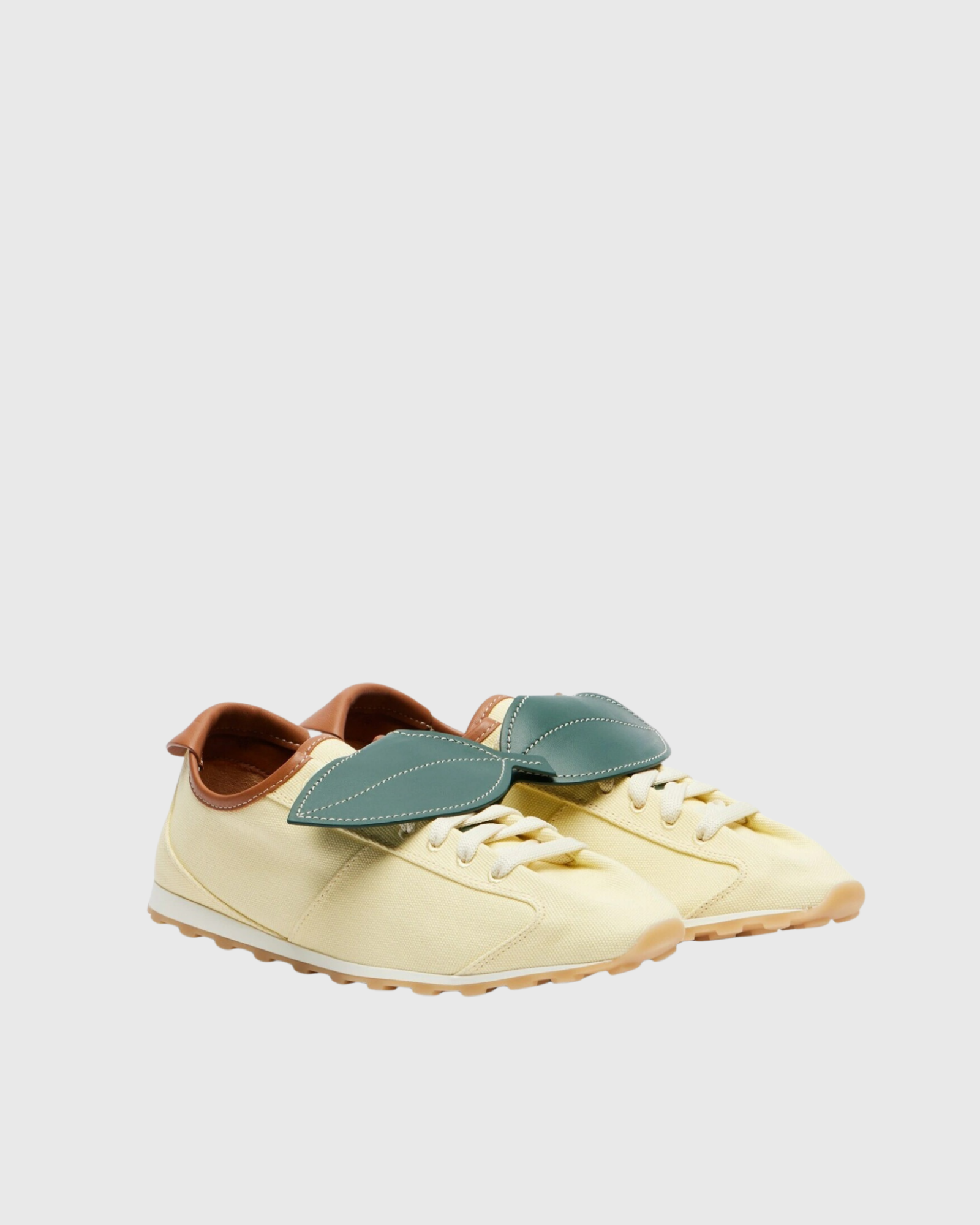  Pabla Leather Trimmed Sneakers In Yellow