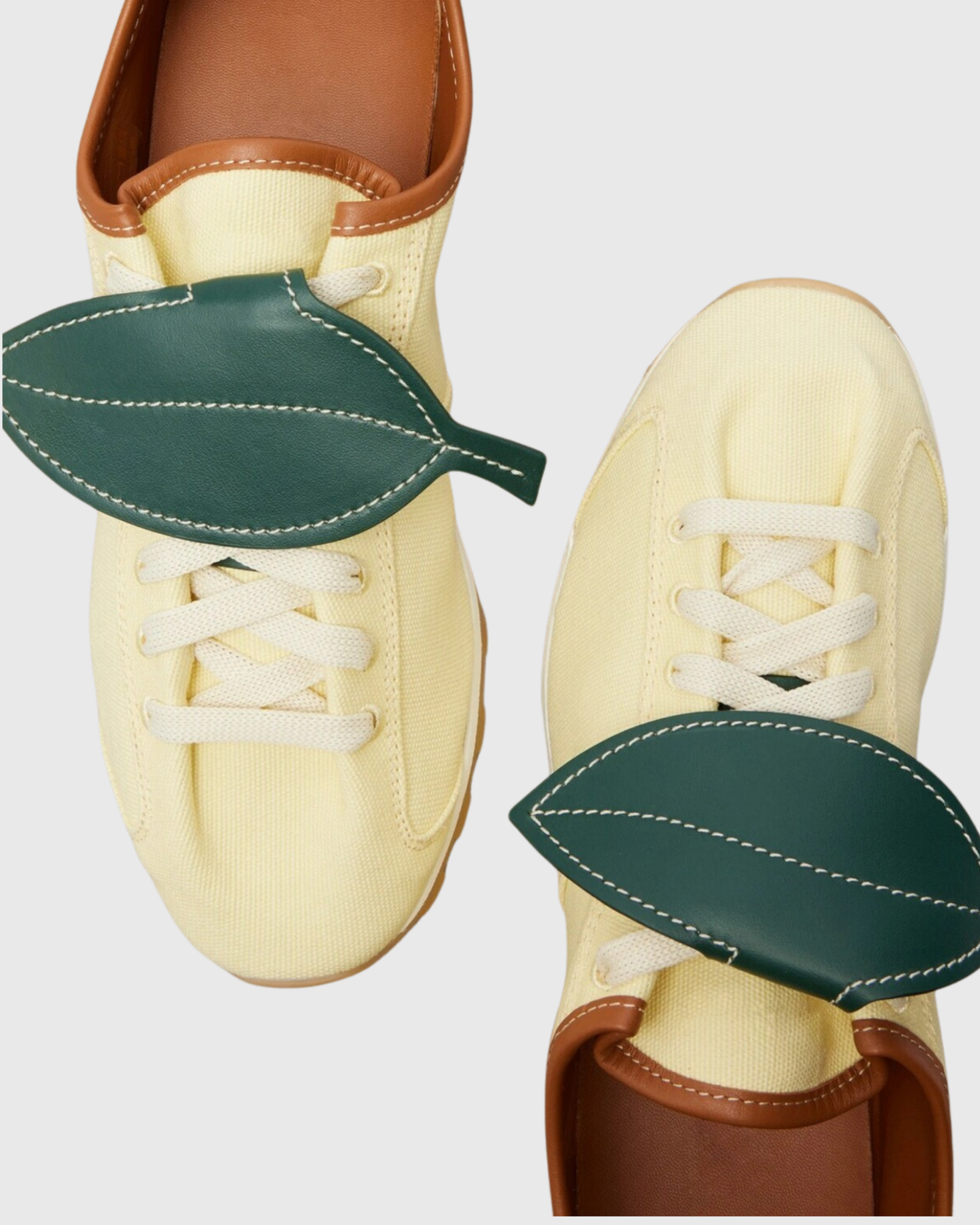  Pabla Leather Trimmed Sneakers In Yellow