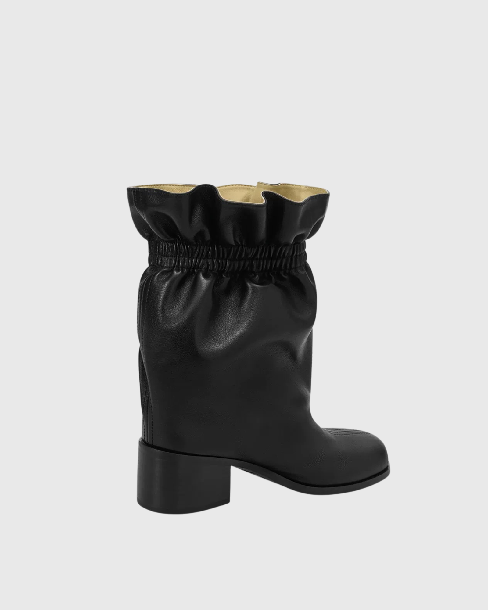 Quasar Ruched Leather Ankle Boots In Black