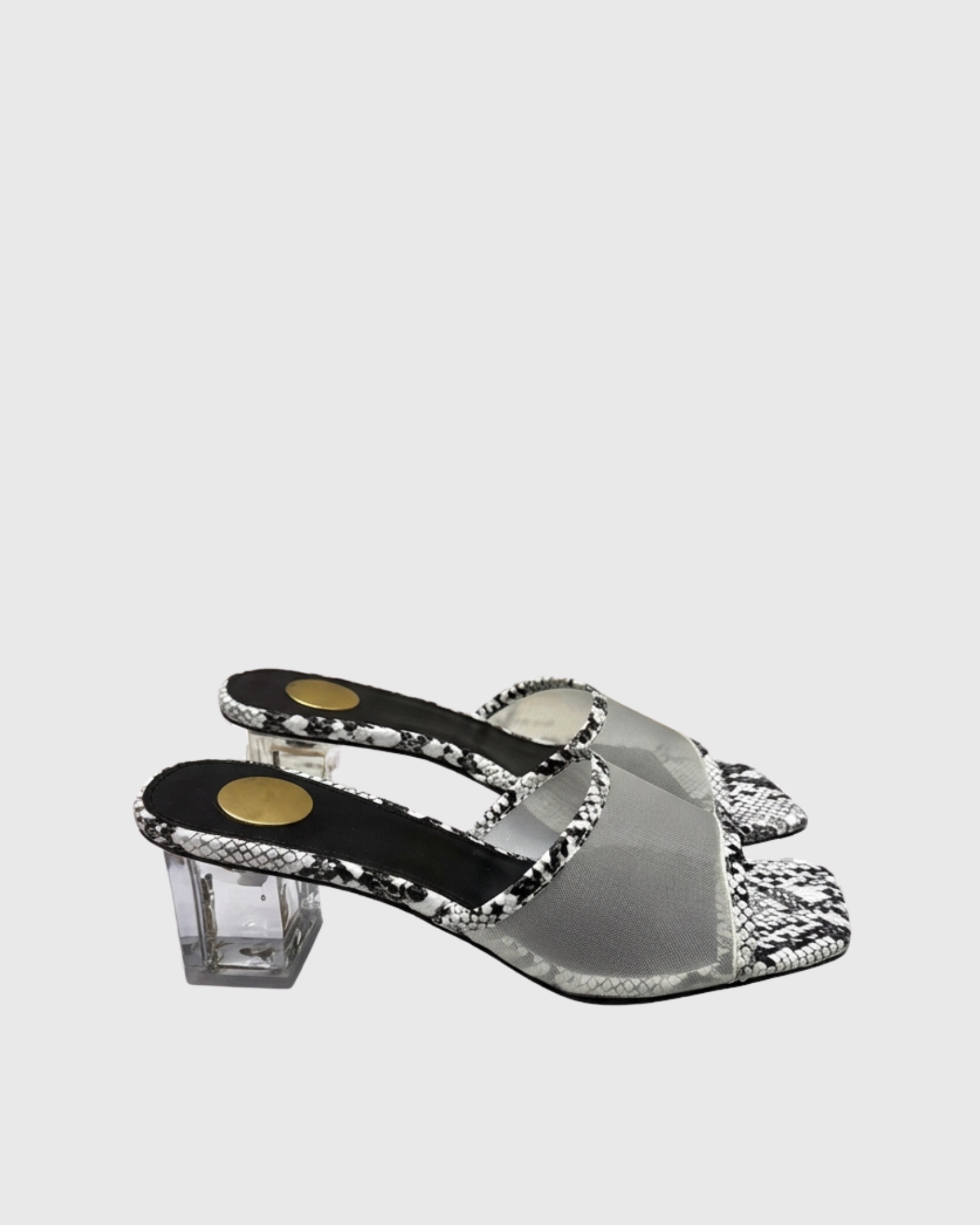 Aamaal Leopard Print Mesh Mules In Black White