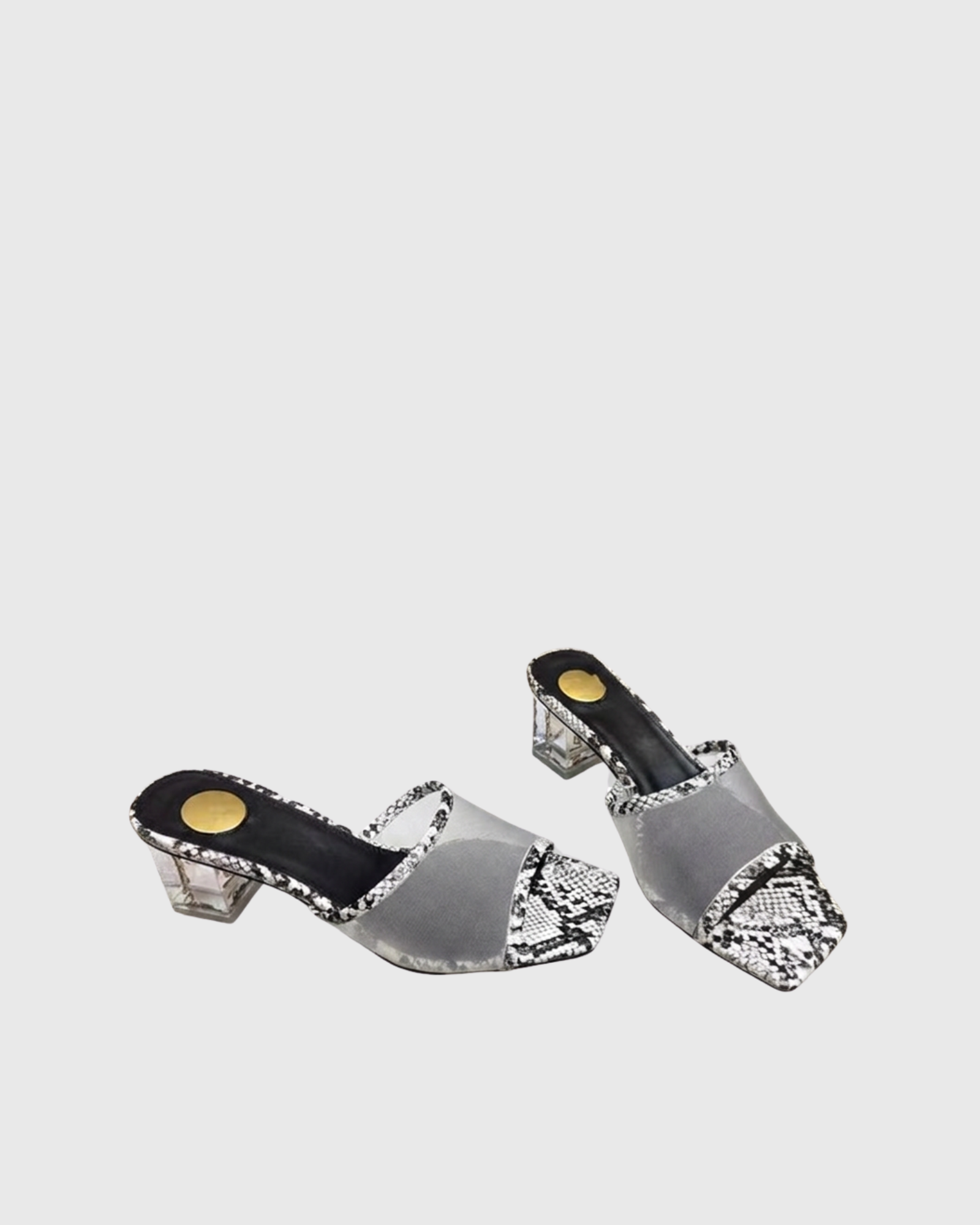 Aamaal Leopard Print Mesh Mules In Black White