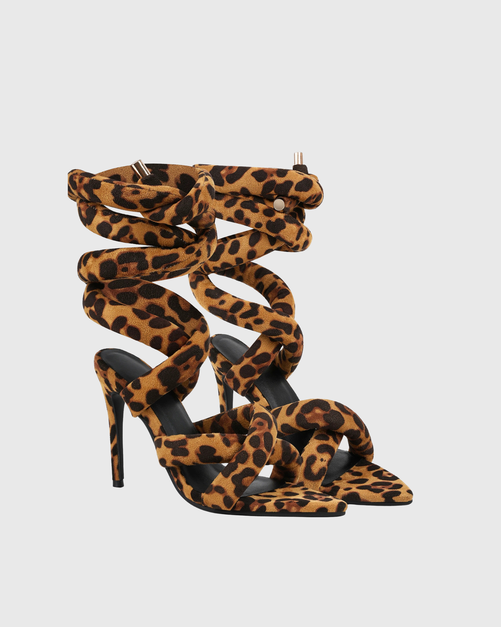 Aamina Leopard Print Snake Sandals
