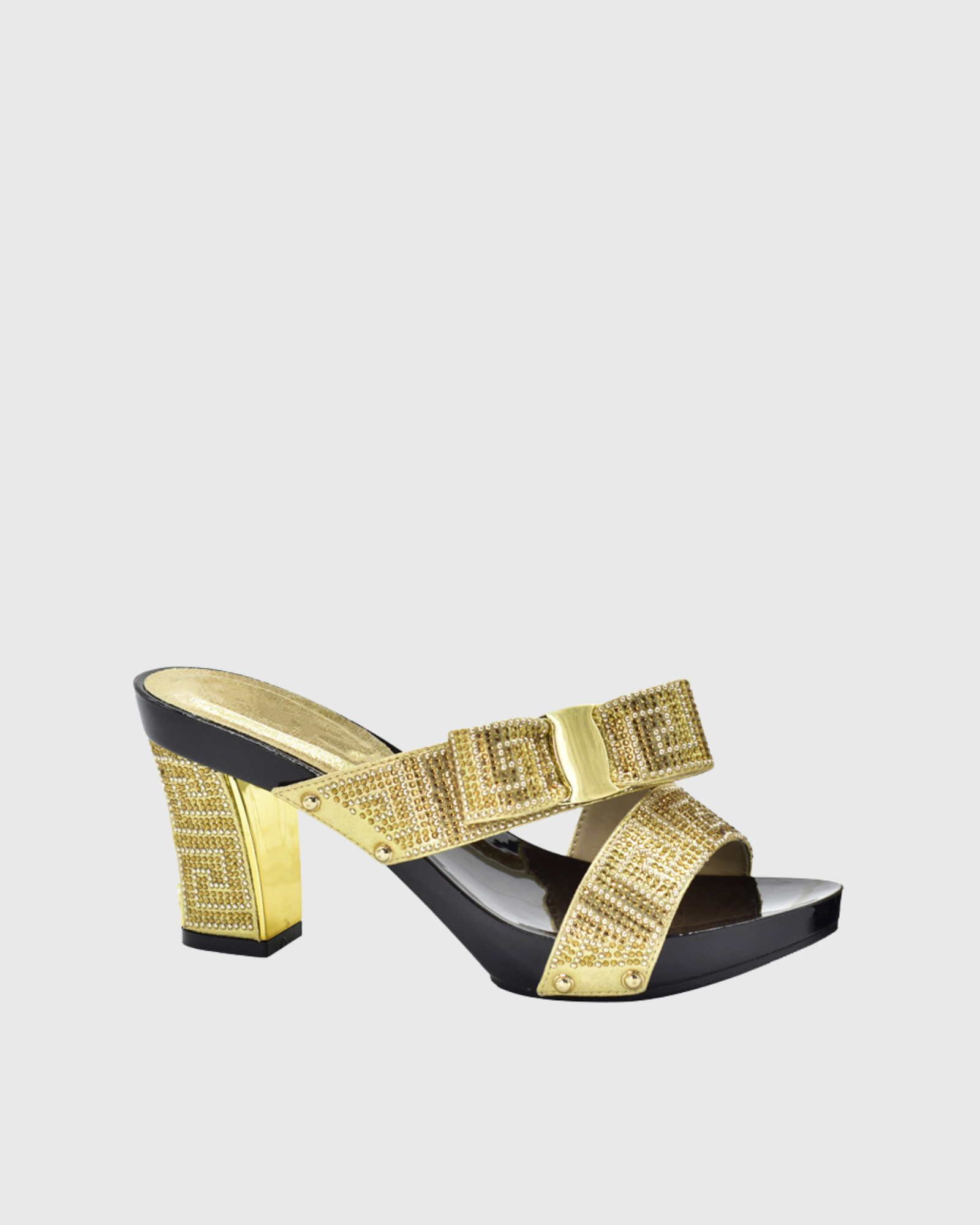 Aaminata Diamond Bow Mules In Gold