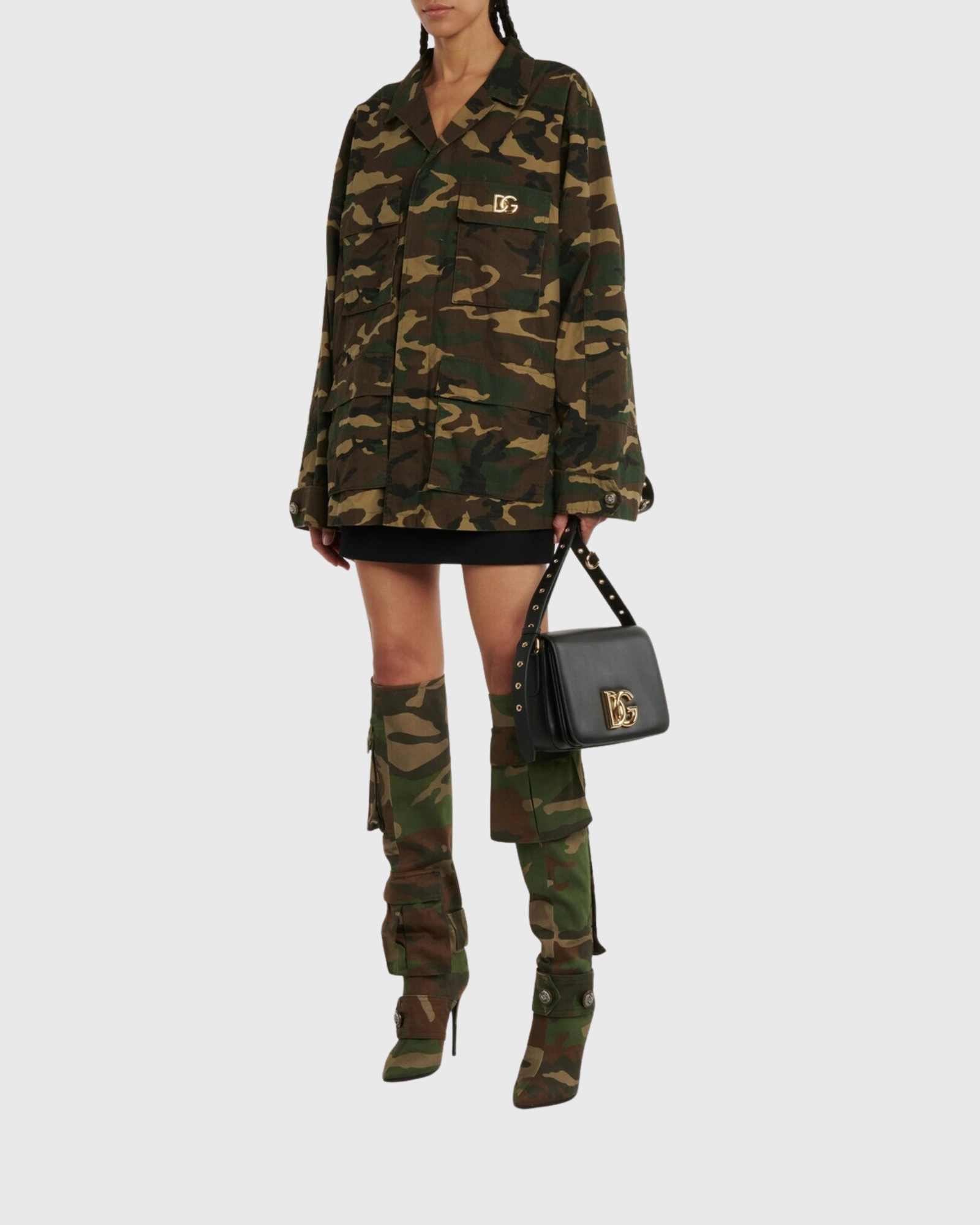 Aarti Studded Camouflage Over The Knee Boots