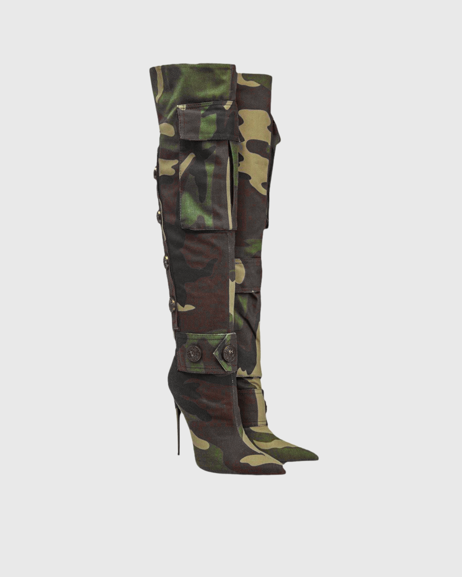 Aarti Studded Camouflage Over The Knee Boots