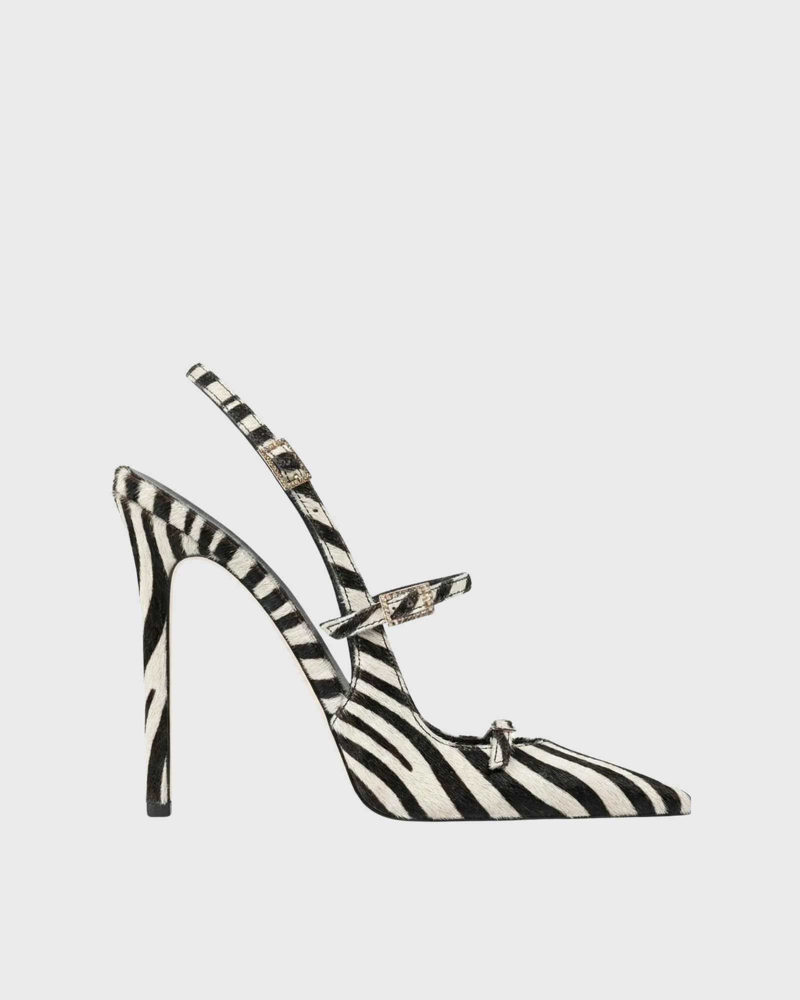 Aase Zebra Print Ankle Strap Sandals In Black White
