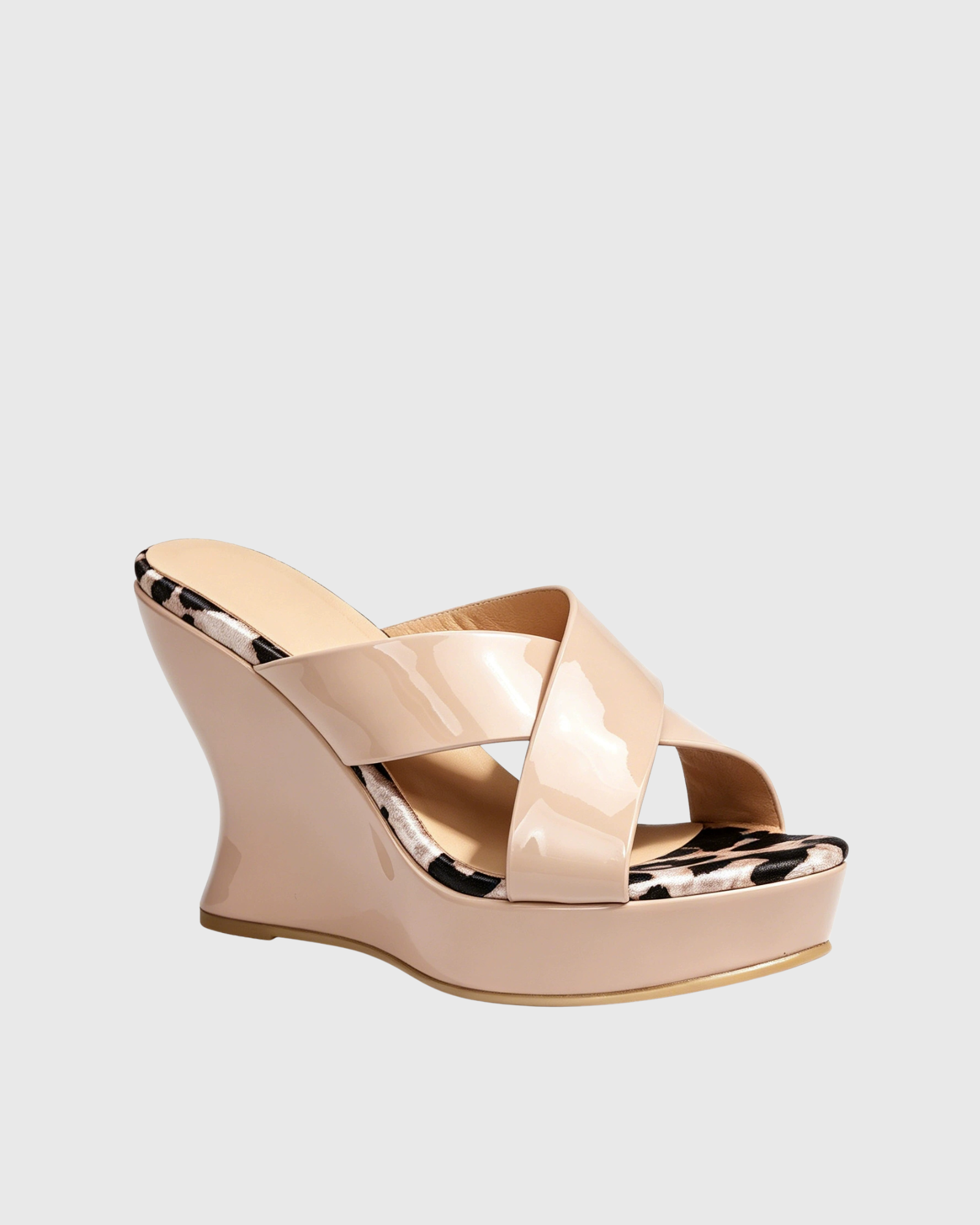 Abbey Cross Strap Wedge Sandals In Nude