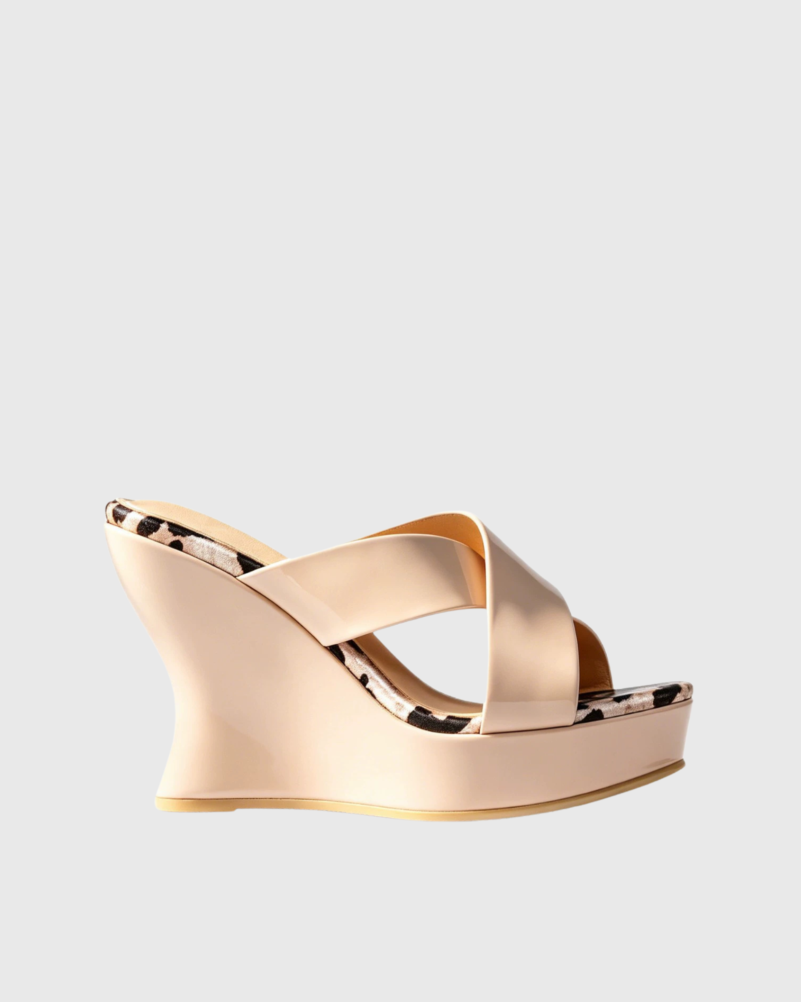 Abbey Cross Strap Wedge Sandals In Nude