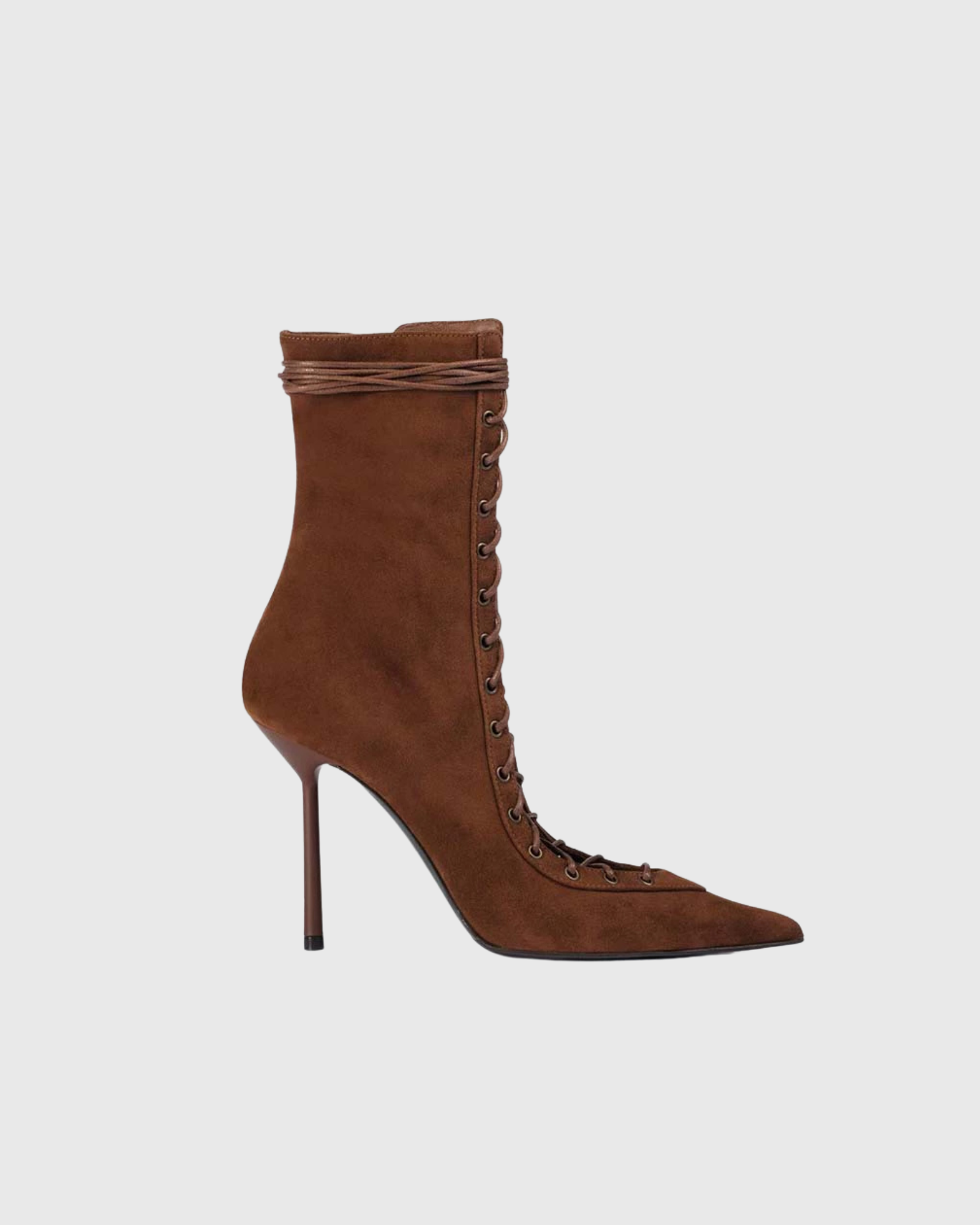 Agnola Lace Up Leather Ankle Boots In Brown